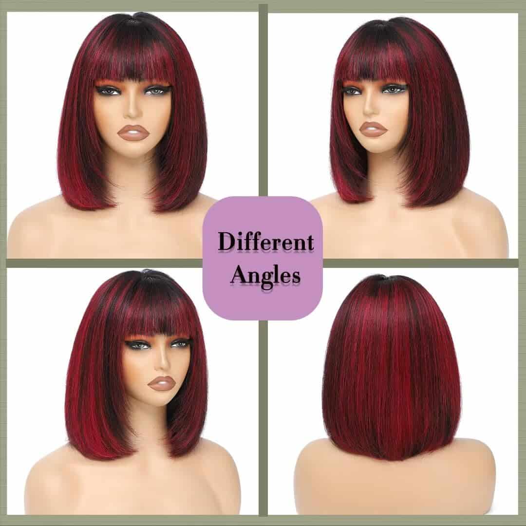 Pelucas de Cabello Humano Aliesencia Highlight Bob con - Imagen 6