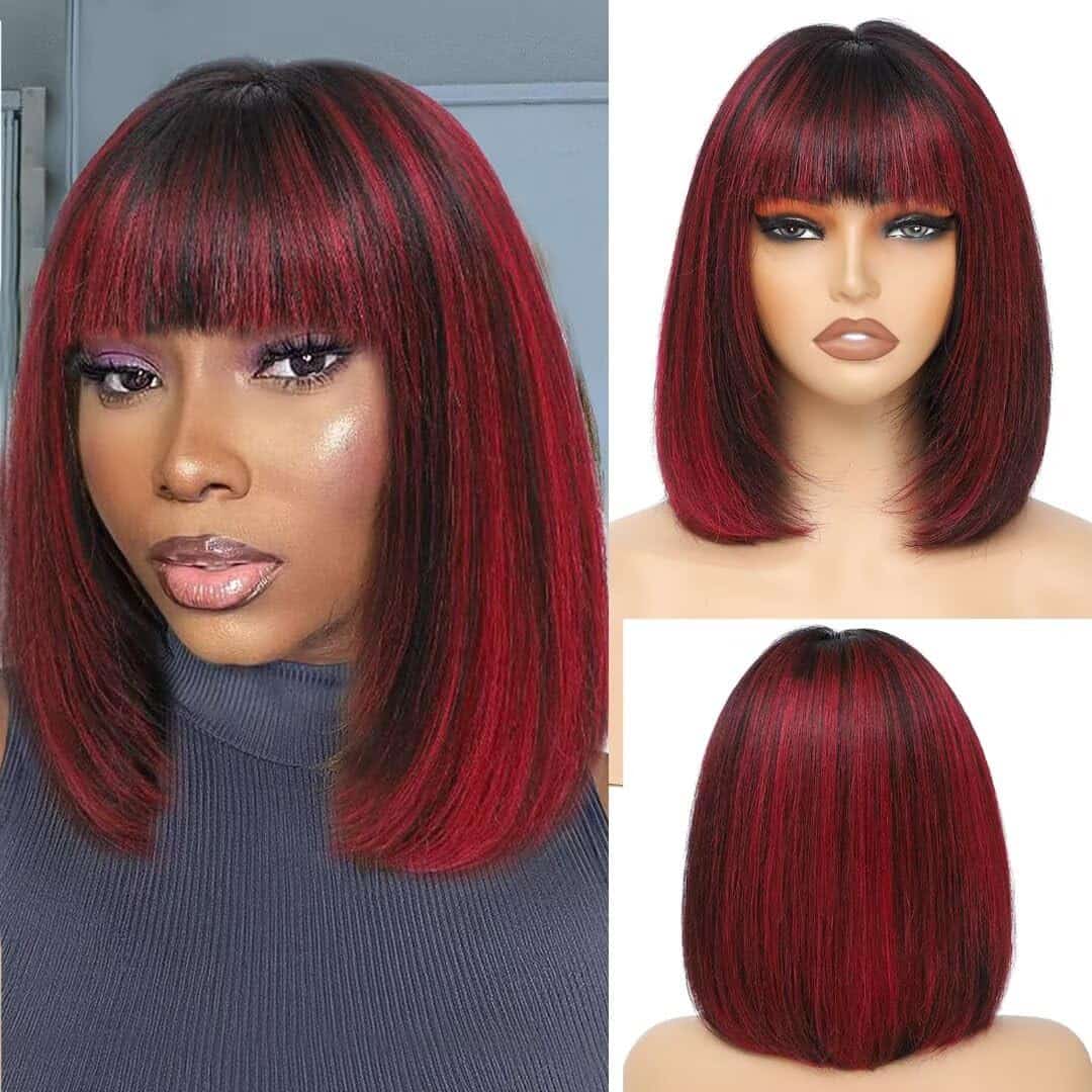 Pelucas de Cabello Humano Aliesencia Highlight Bob con