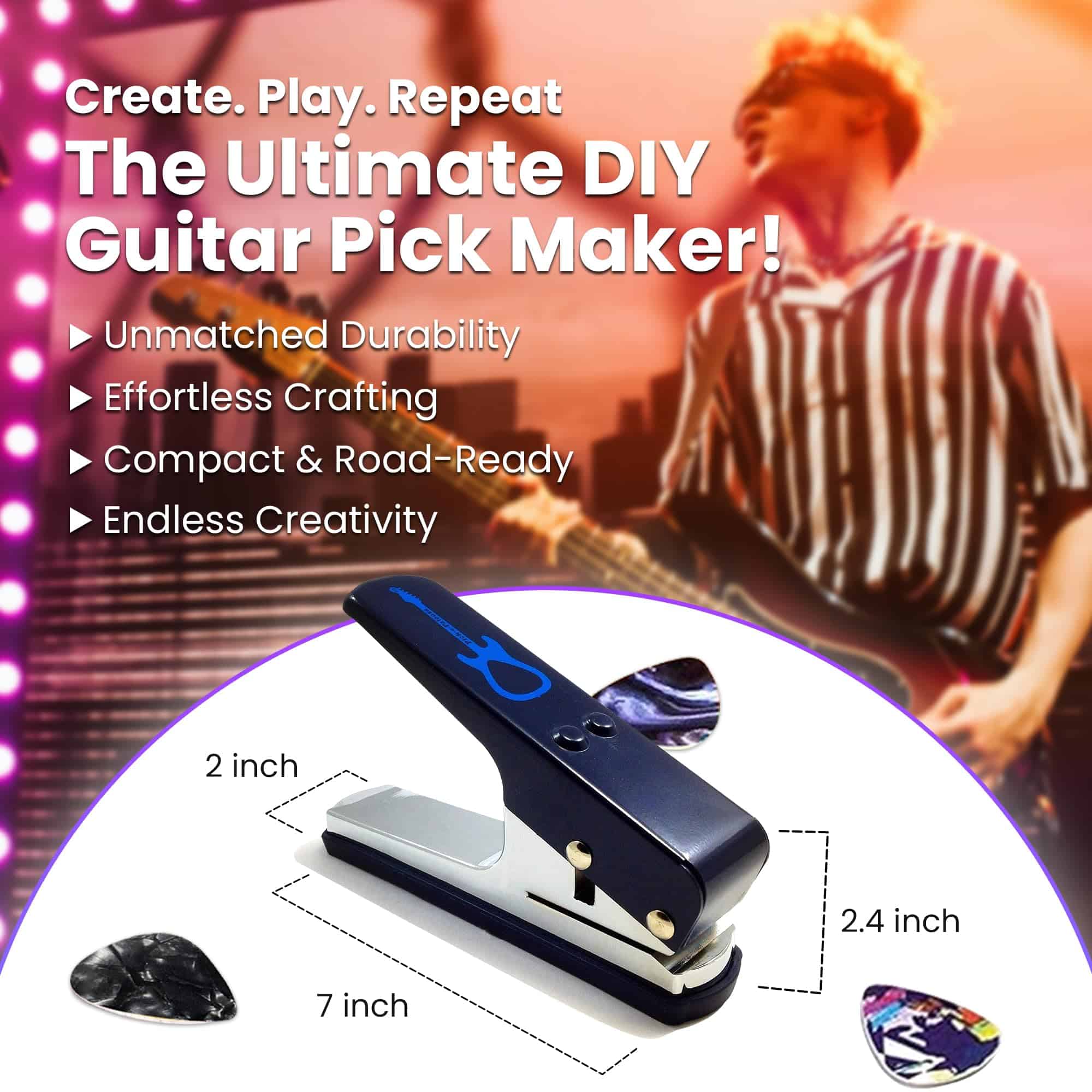 Pick-a-Palooza DIY Guitar Picks Punch Mega Pack - -Azul con - Imagen 4