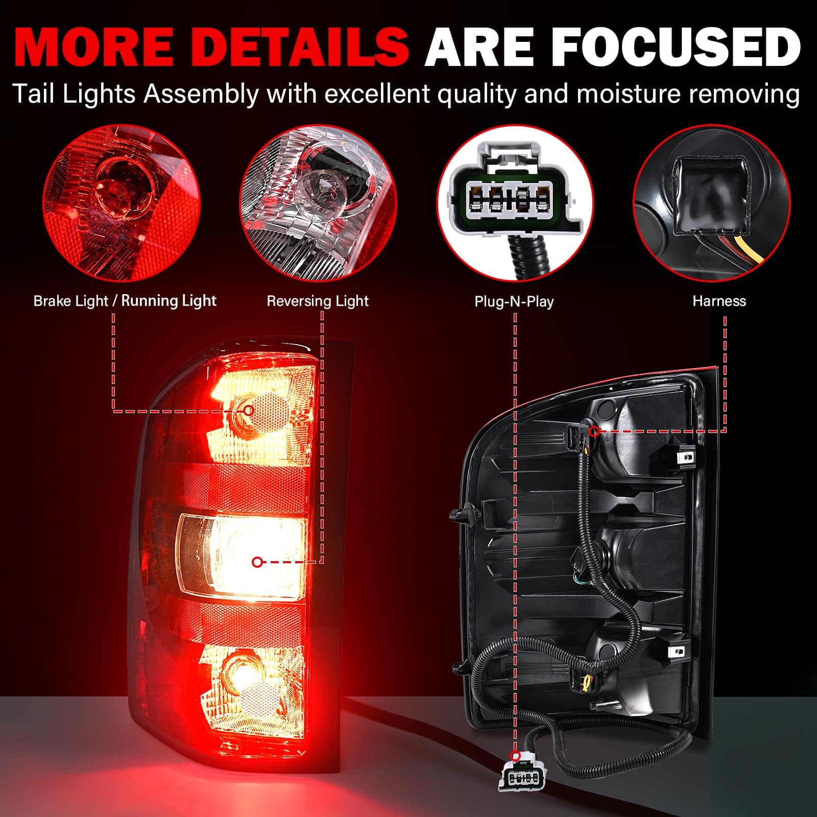 SHINEHOME Conjunto de Luces Traseras para Chevy Silverado - Imagen 6