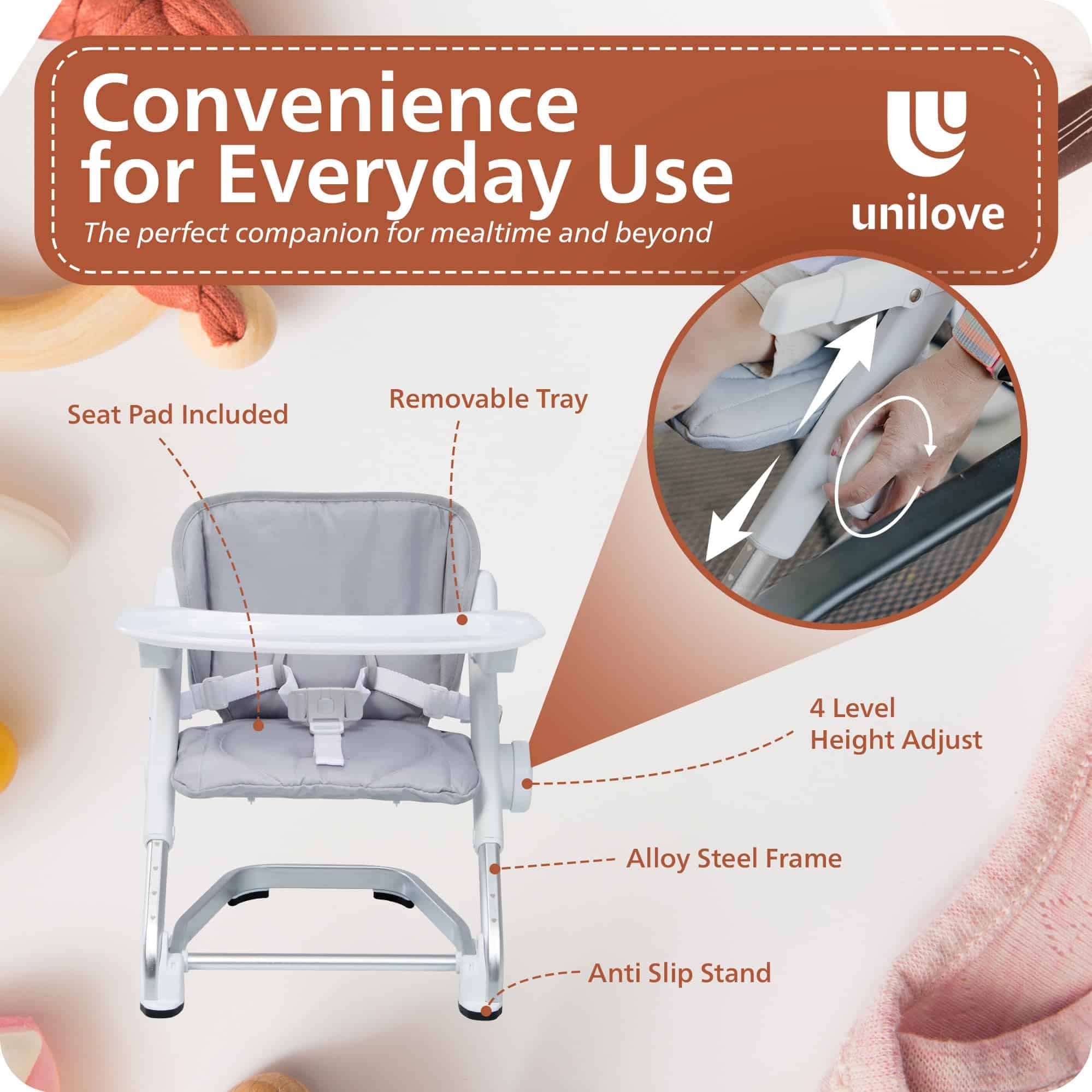 Silla alta de viaje 3 en 1 Feed Me Go para bebés y niños - Imagen 5