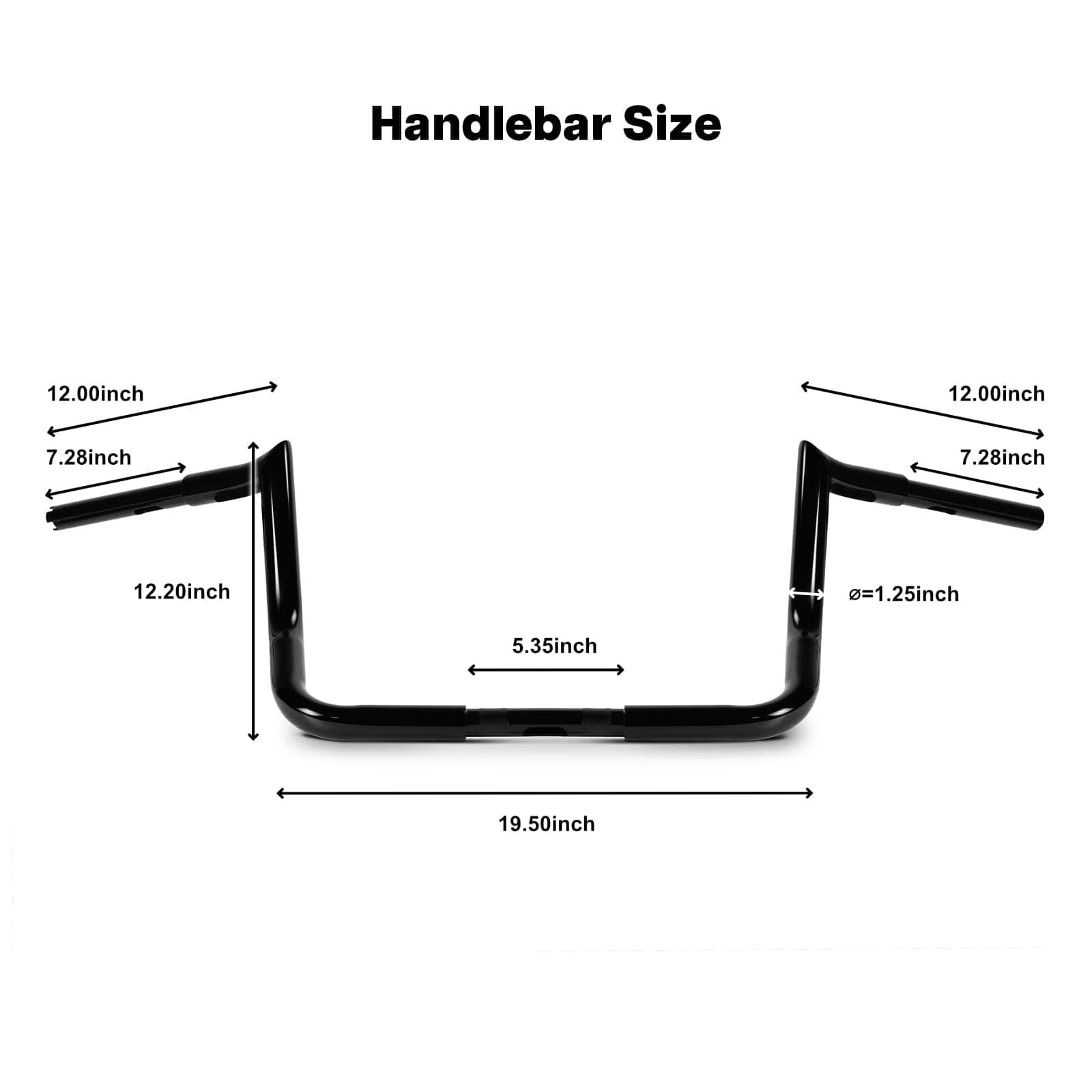 Manillar de 12" Ape Hangers Monkey Bagger Bar 1-1/4" - Imagen 4
