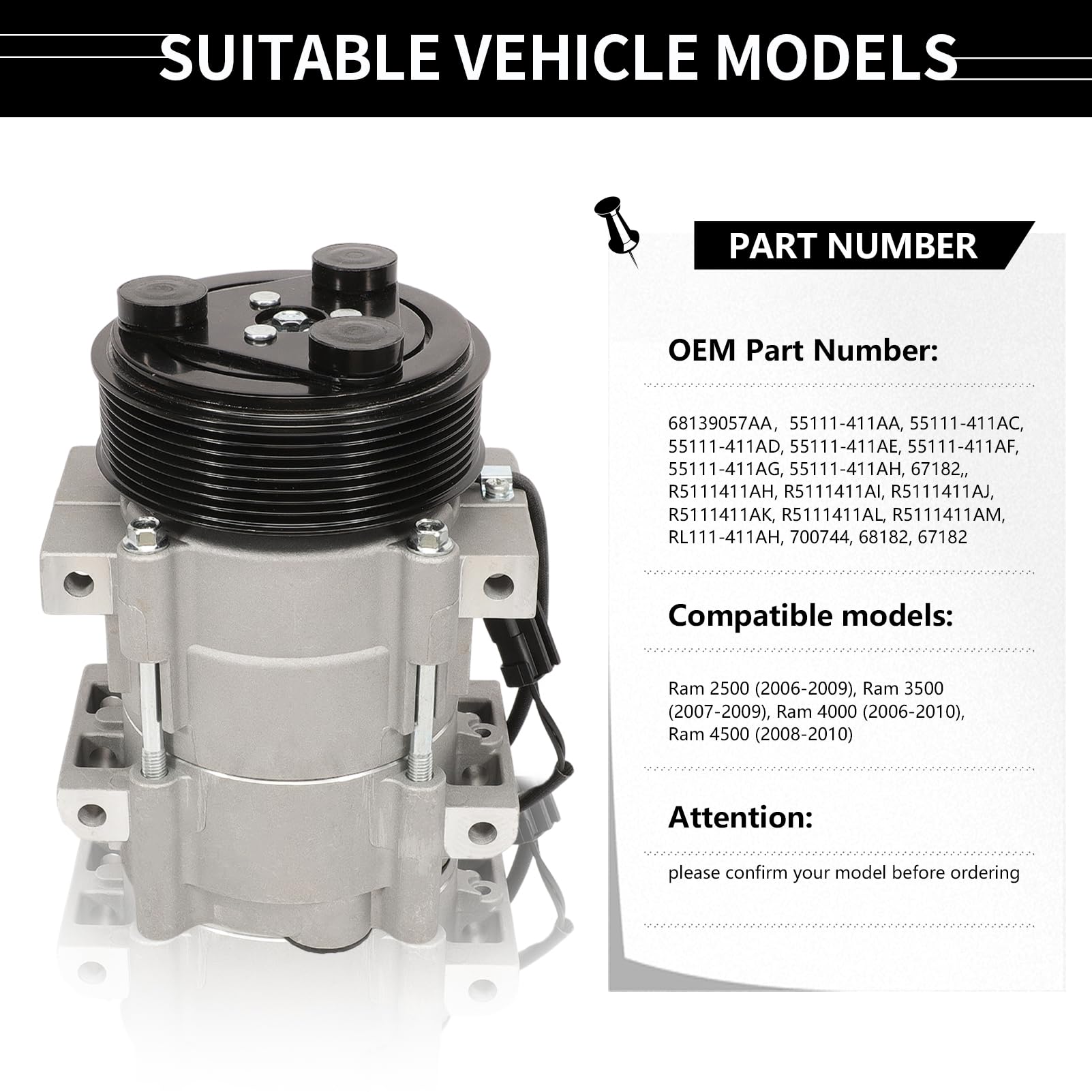 Compresor de aire acondicionado A/C con -Plata - Imagen 5