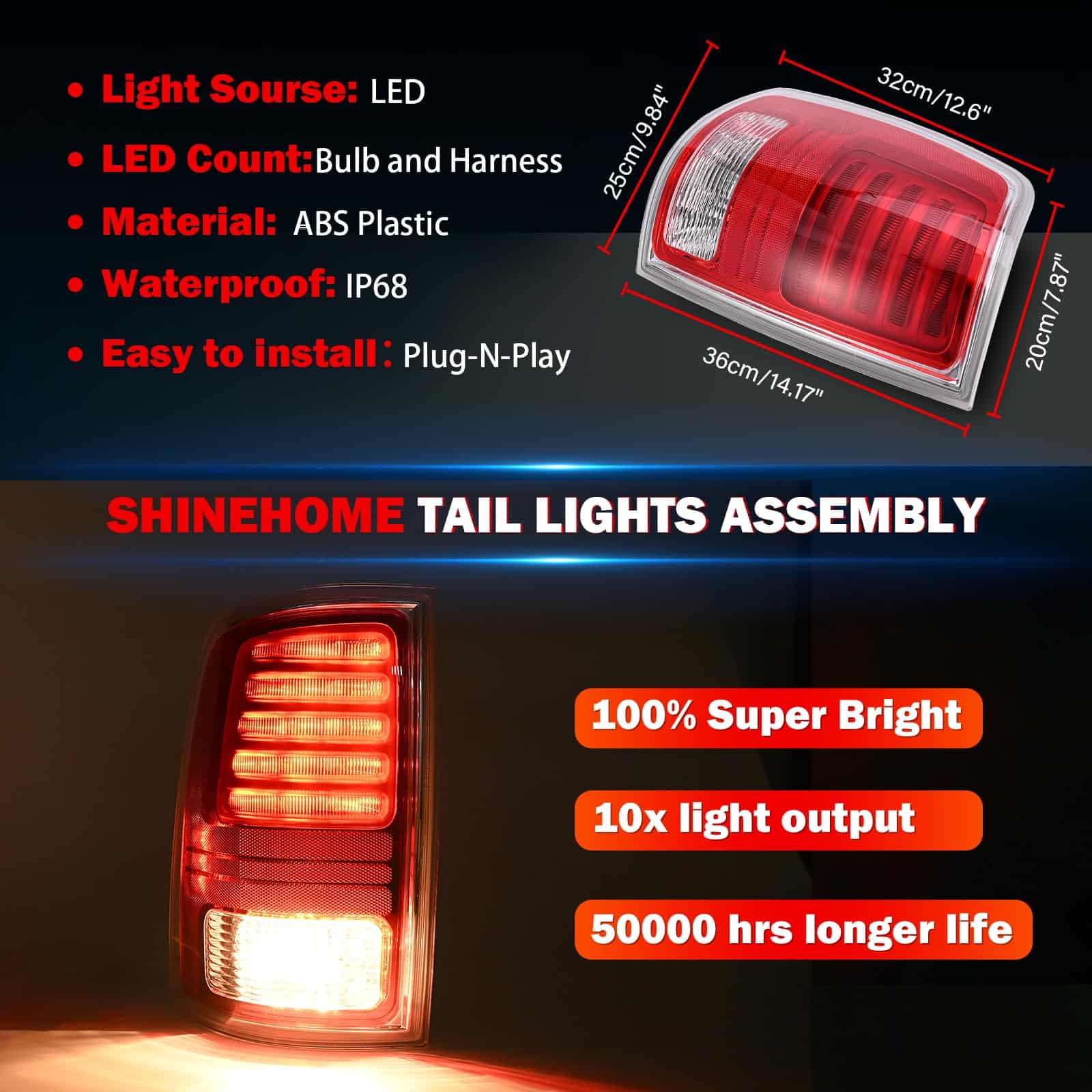 Ensamblaje de luz trasera LED SHINEHOME Compatible con 2013 - Imagen 7