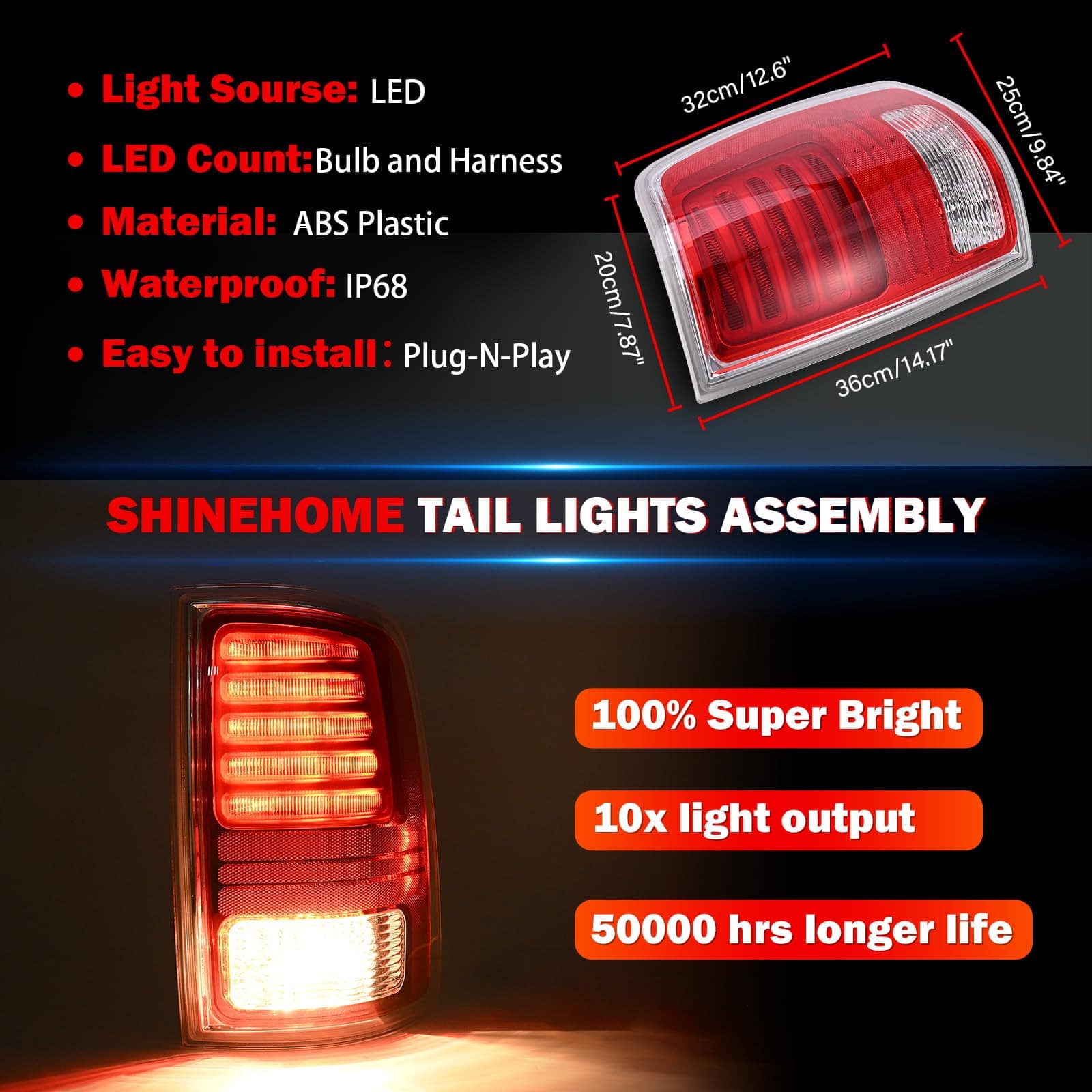 SHINEHOME Conjunto de Luz Trasera LED Compatible con 2013 - Imagen 7