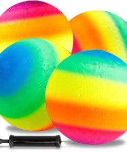 Erinnmy 4 Pcs Bolas de Juego Arcoiris con 1 Bomba de Mano,
