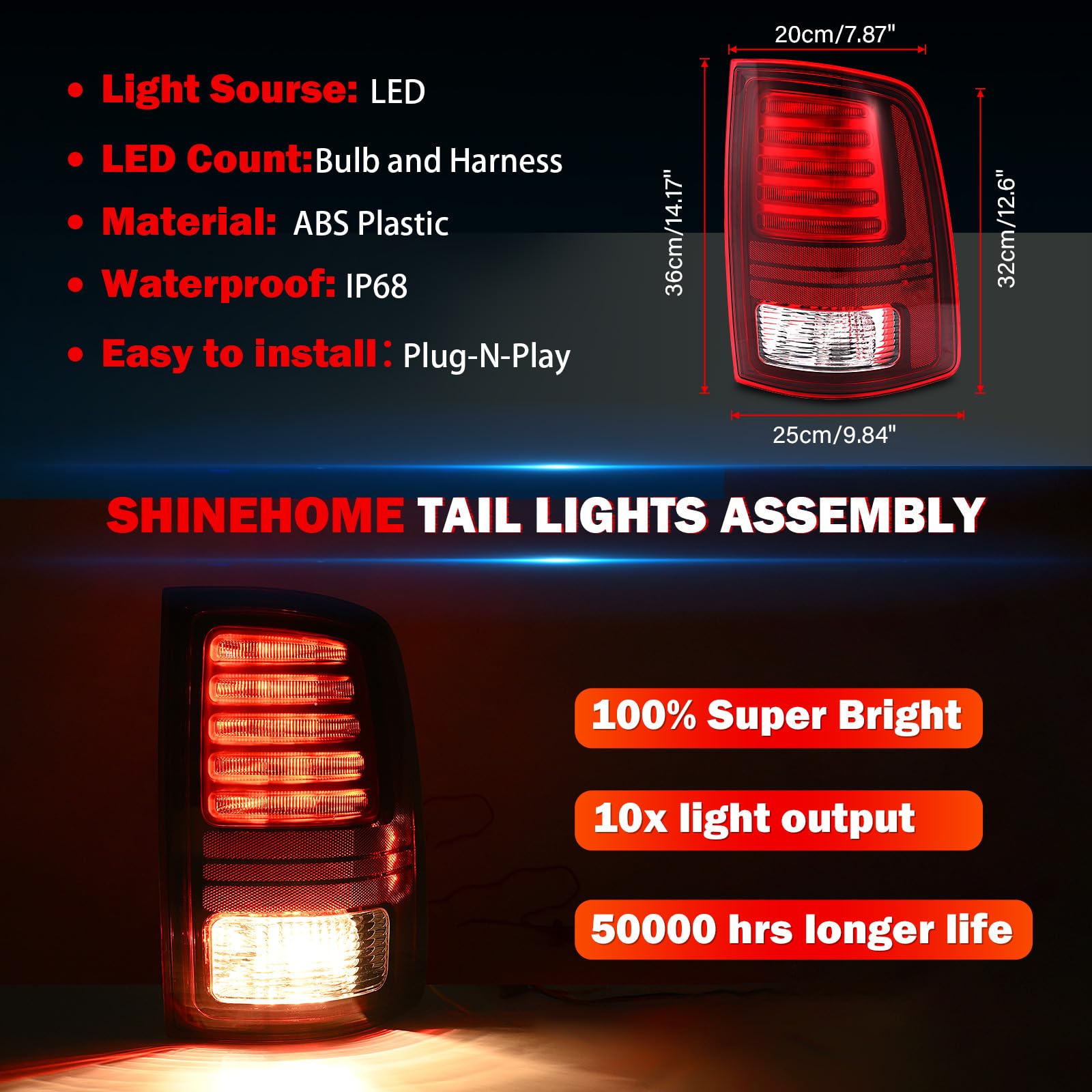 Conjunto de Luz Trasera LED SHINEHONE Compatible Con Ram - Imagen 7