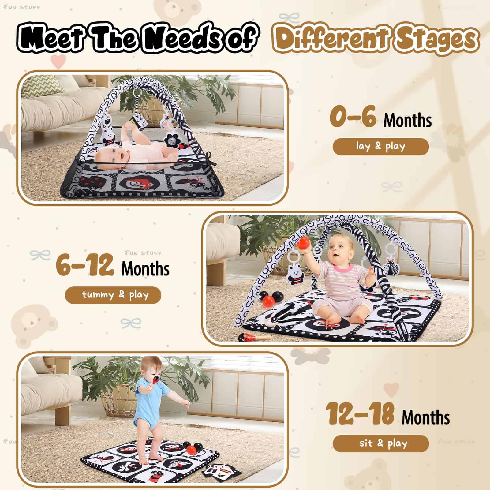 Tapete para el Tiempo Boca Abajo del Bebé con 10 Juguetes - Imagen 4