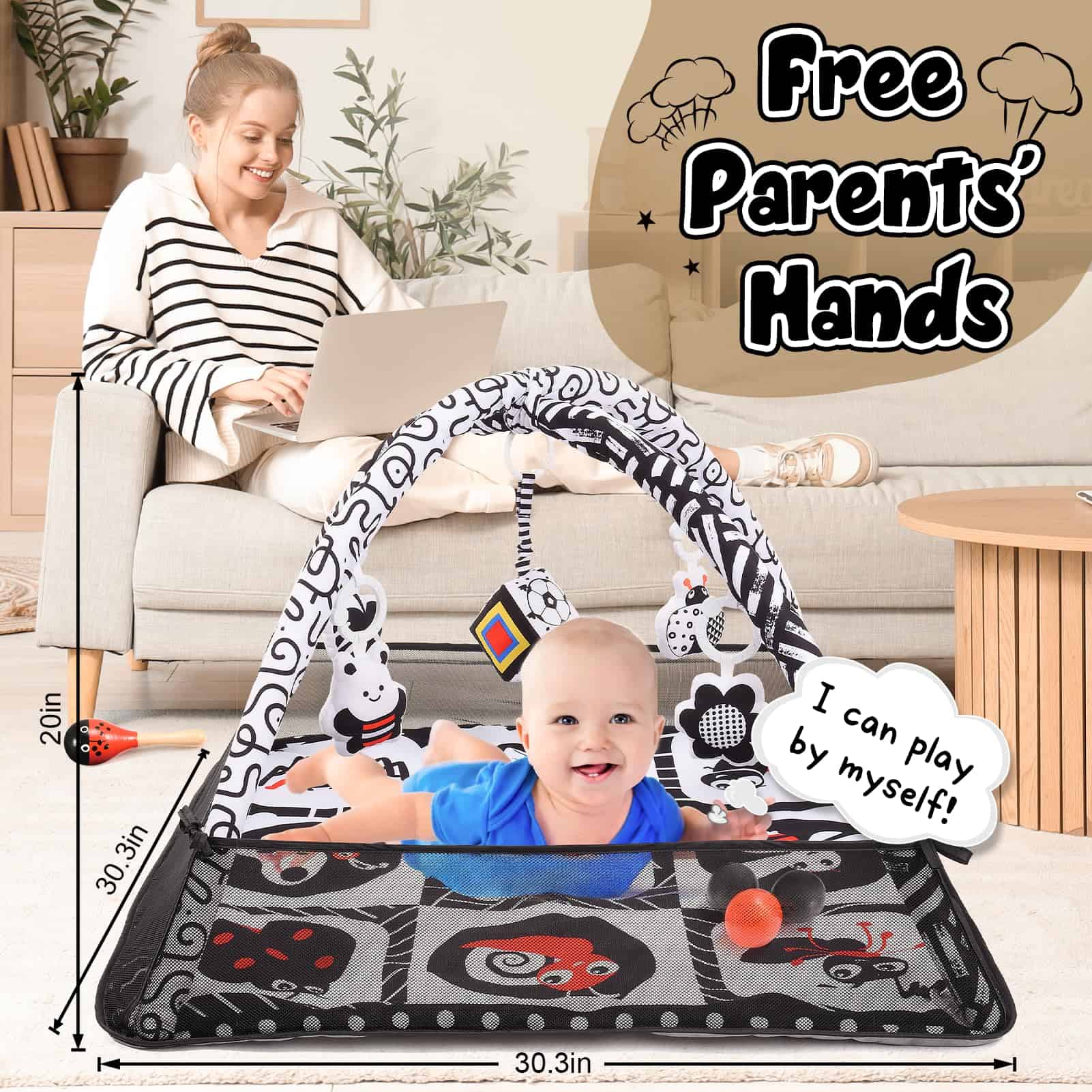 Tapete para el Tiempo Boca Abajo del Bebé con 10 Juguetes - Imagen 6