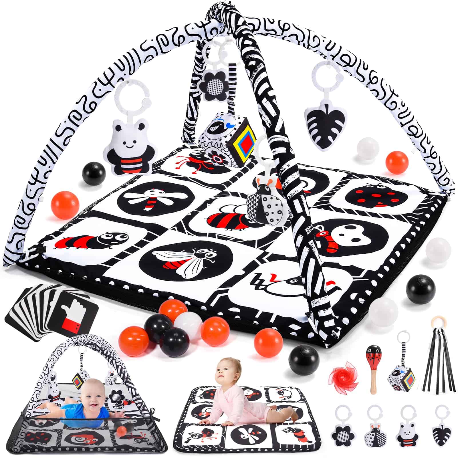 Tapete para el Tiempo Boca Abajo del Bebé con 10 Juguetes