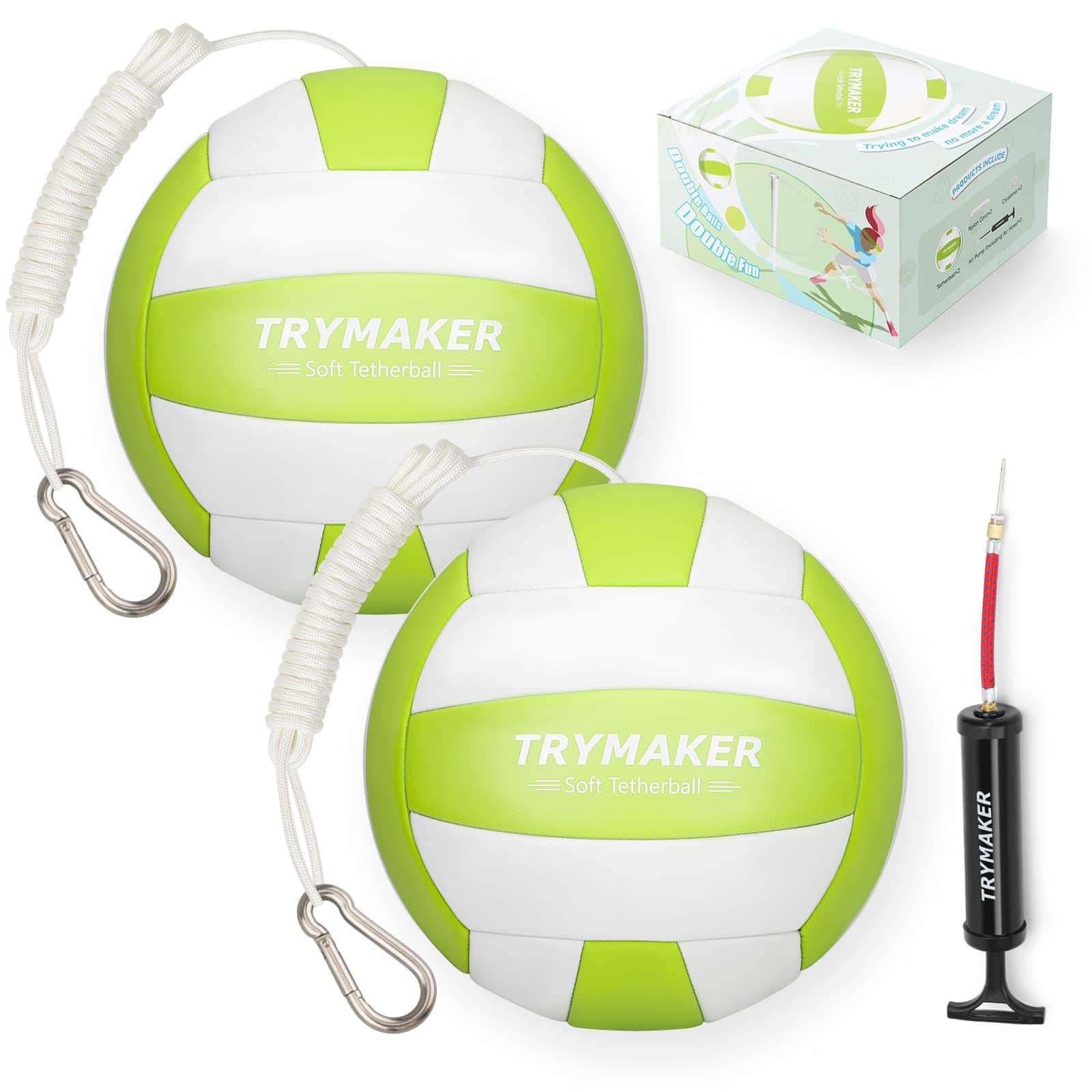 Trymaker Tetherball Ball and Rope, 2 Pack Tether Ball