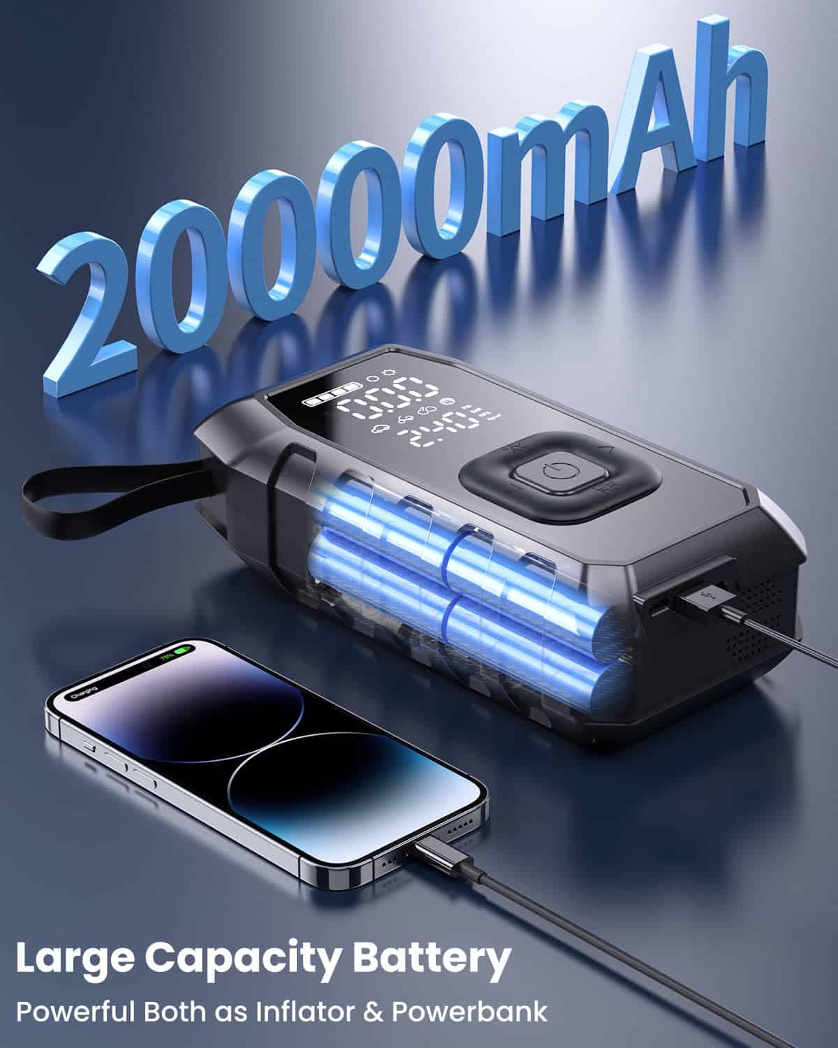 Inflador de neumáticos Compresor de aire portátil, - Imagen 4