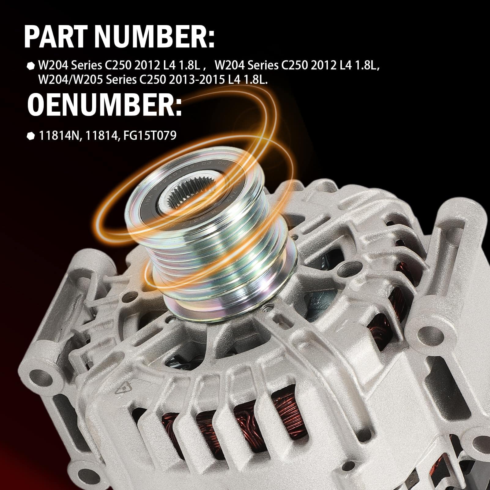 Alternador GNXFixt 1.8L Compatible con C250 SLK250 2012 - Imagen 6