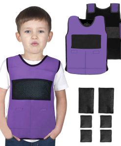 Chaleco para Niños con 6 Pesas Removibles (Morado, Mediano)
