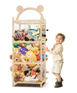 Velfree Organizador de Juguetes de Peluche de Madera, Gran