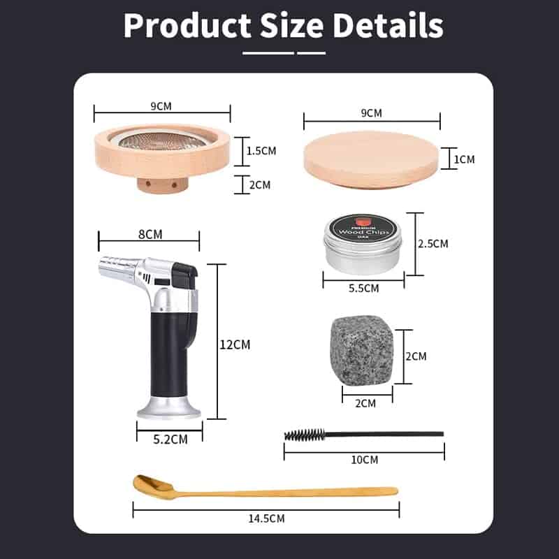 Kit de ahumador de whisky, caja de madera natural con 4 - Imagen 8