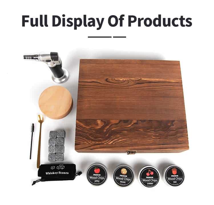 Kit de ahumador de whisky, caja de madera natural con 4 - Imagen 4
