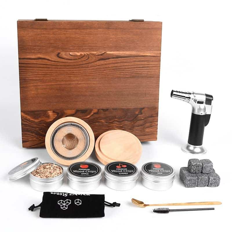 Kit de ahumador de whisky, caja de madera natural con 4 - Imagen 3