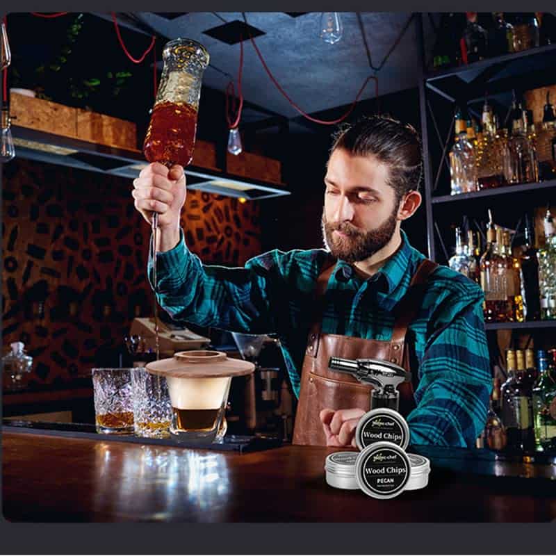 Kit de ahumador de whisky, caja de madera natural con 4 - Imagen 5