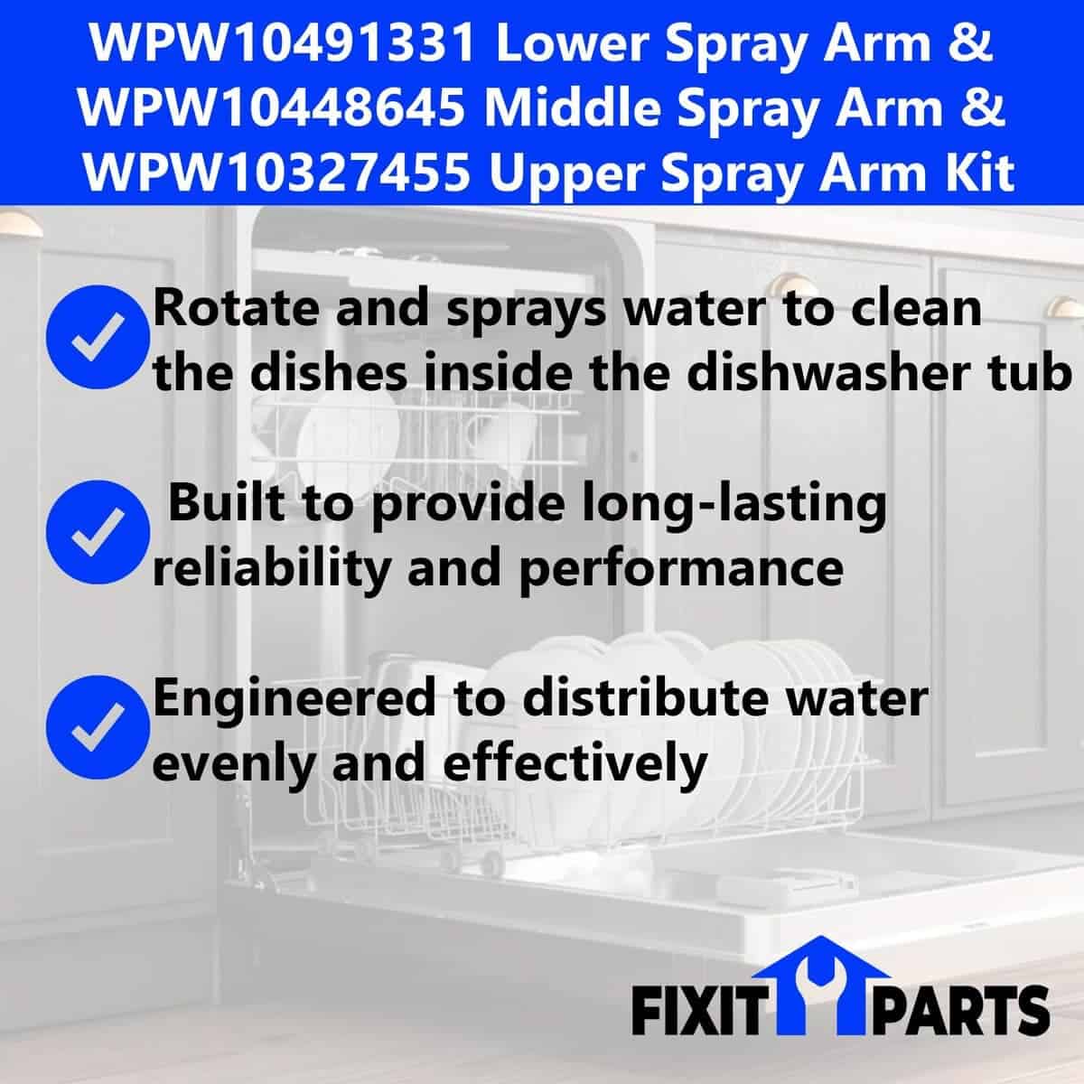 Kit de Brazo Rociador Medio WPW10448645 con Brazo Rociador - Imagen 4