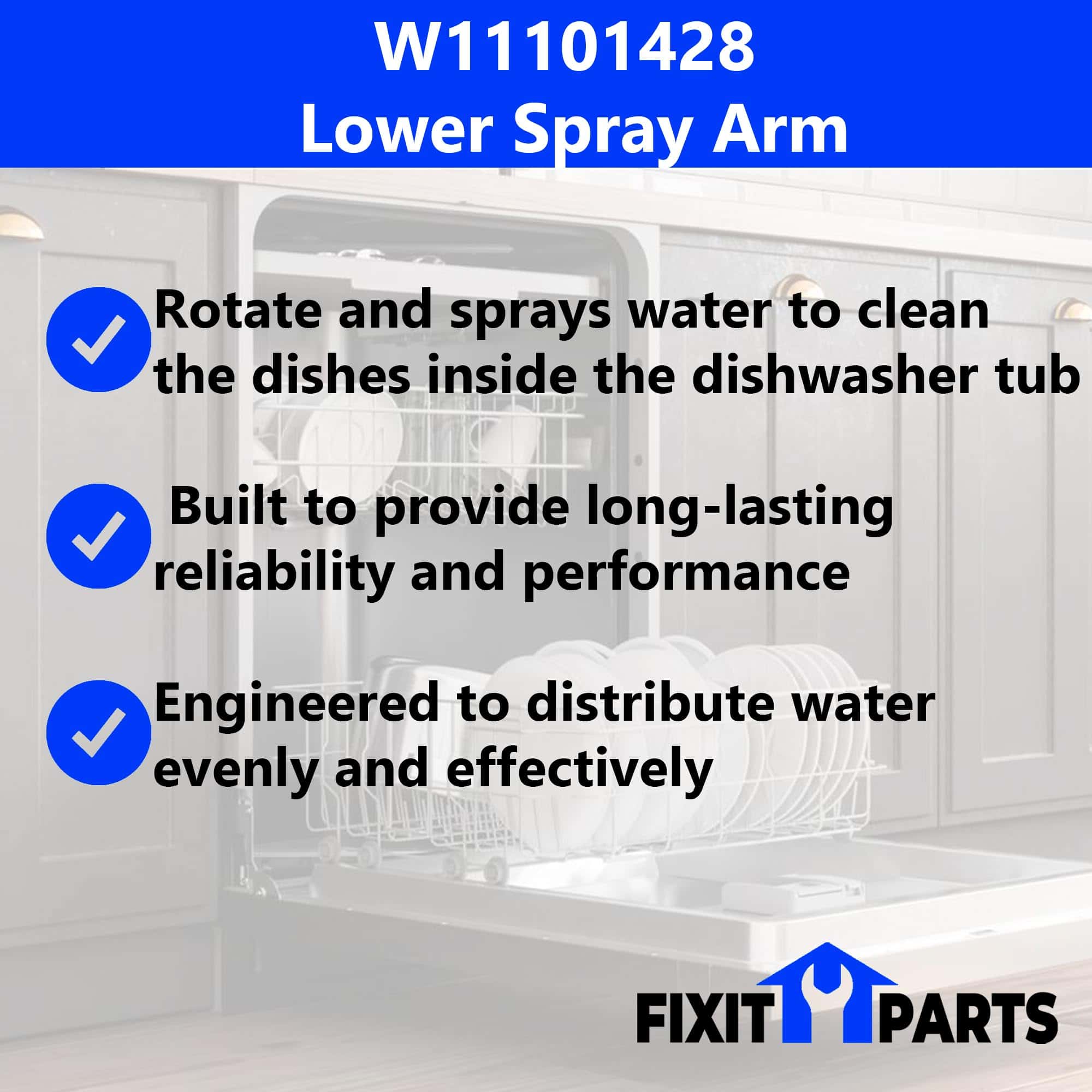Brazo rociador inferior de lavavajillas W11101428 reemplaza - Imagen 5