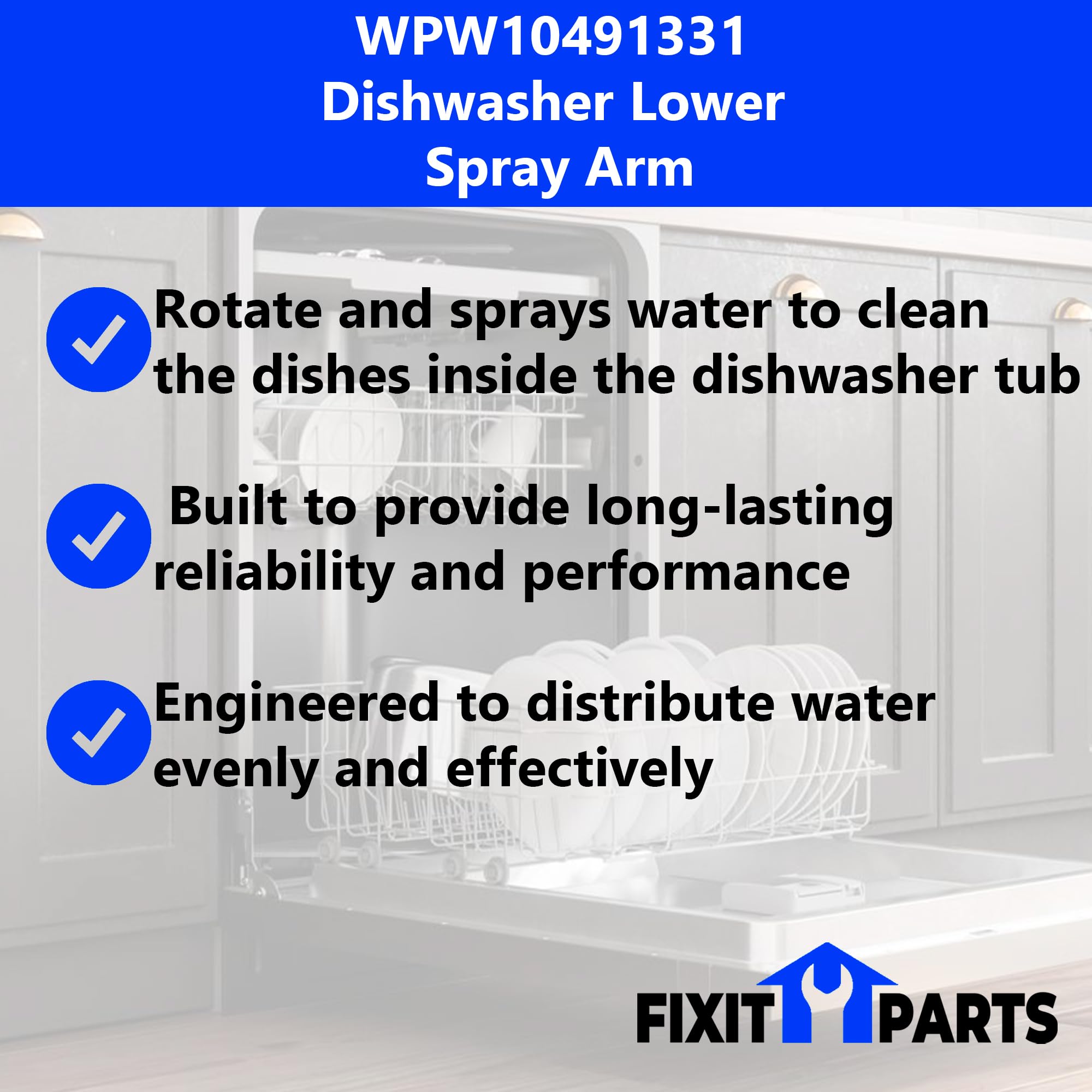 WPW10491331 Brazo pulverizador inferior para lavavajillas - Imagen 4