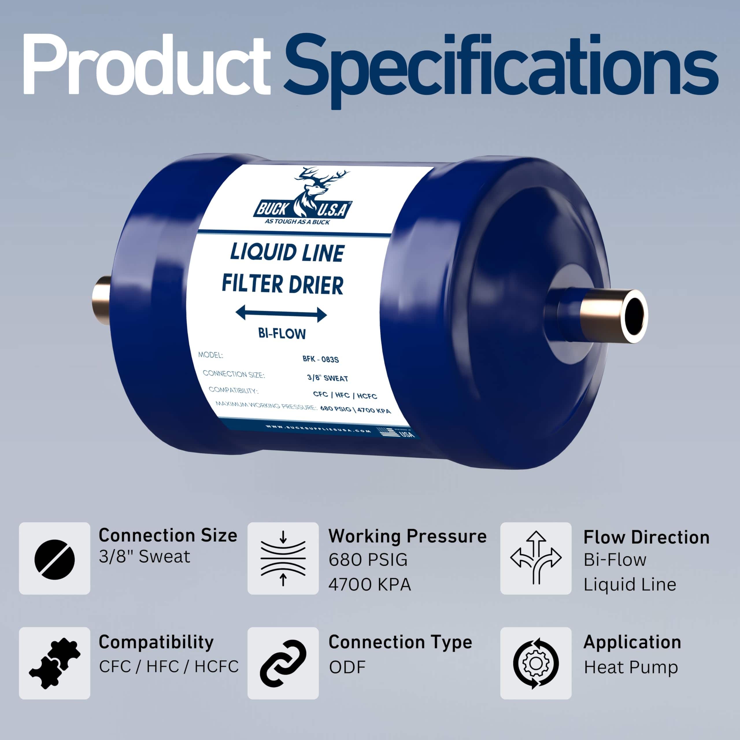 Filtro deshidratador de líquido refrigerante Buck Bi-Flow - Imagen 3