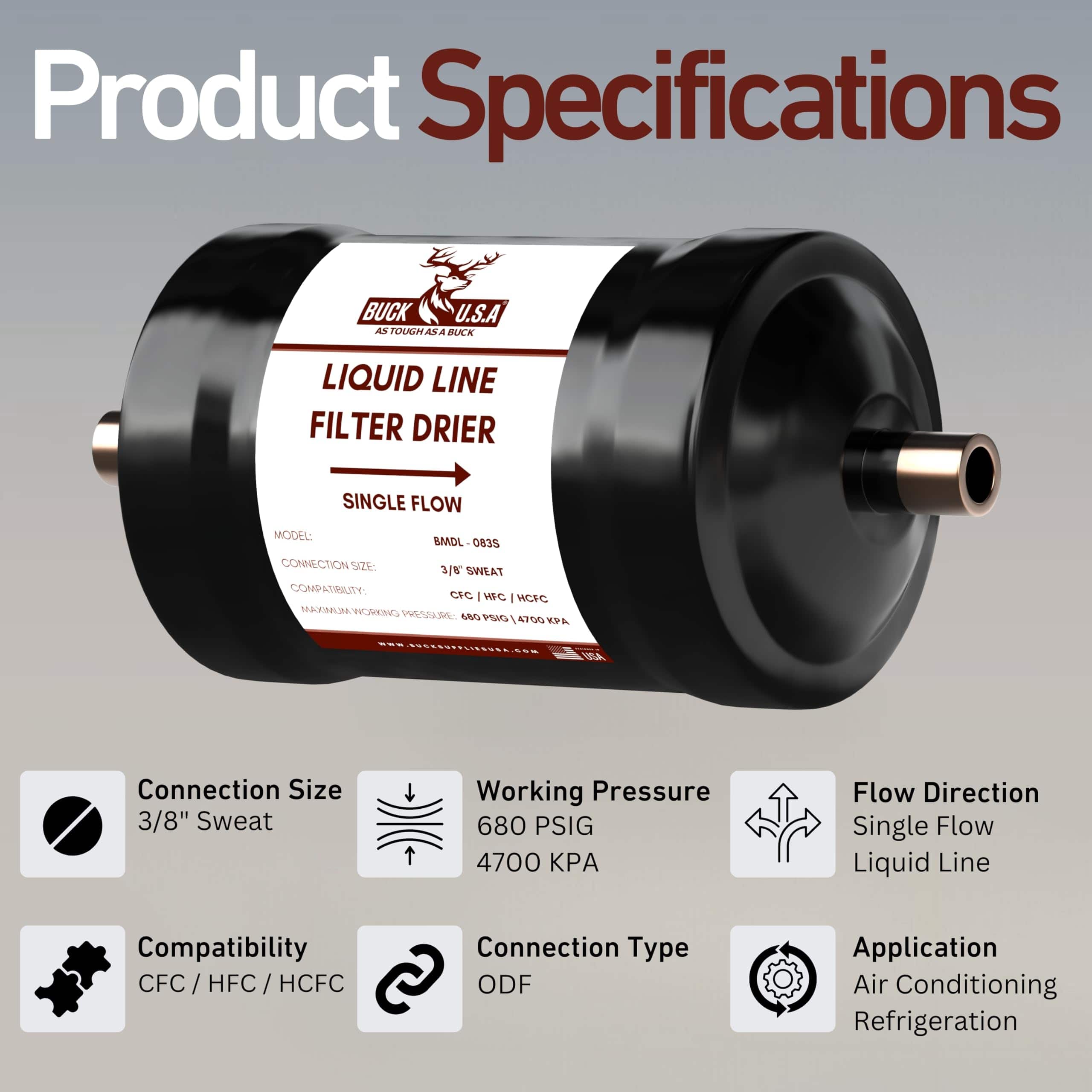 Filtro Secador de Línea de Líquido de Refrigerante de Flujo - Imagen 3