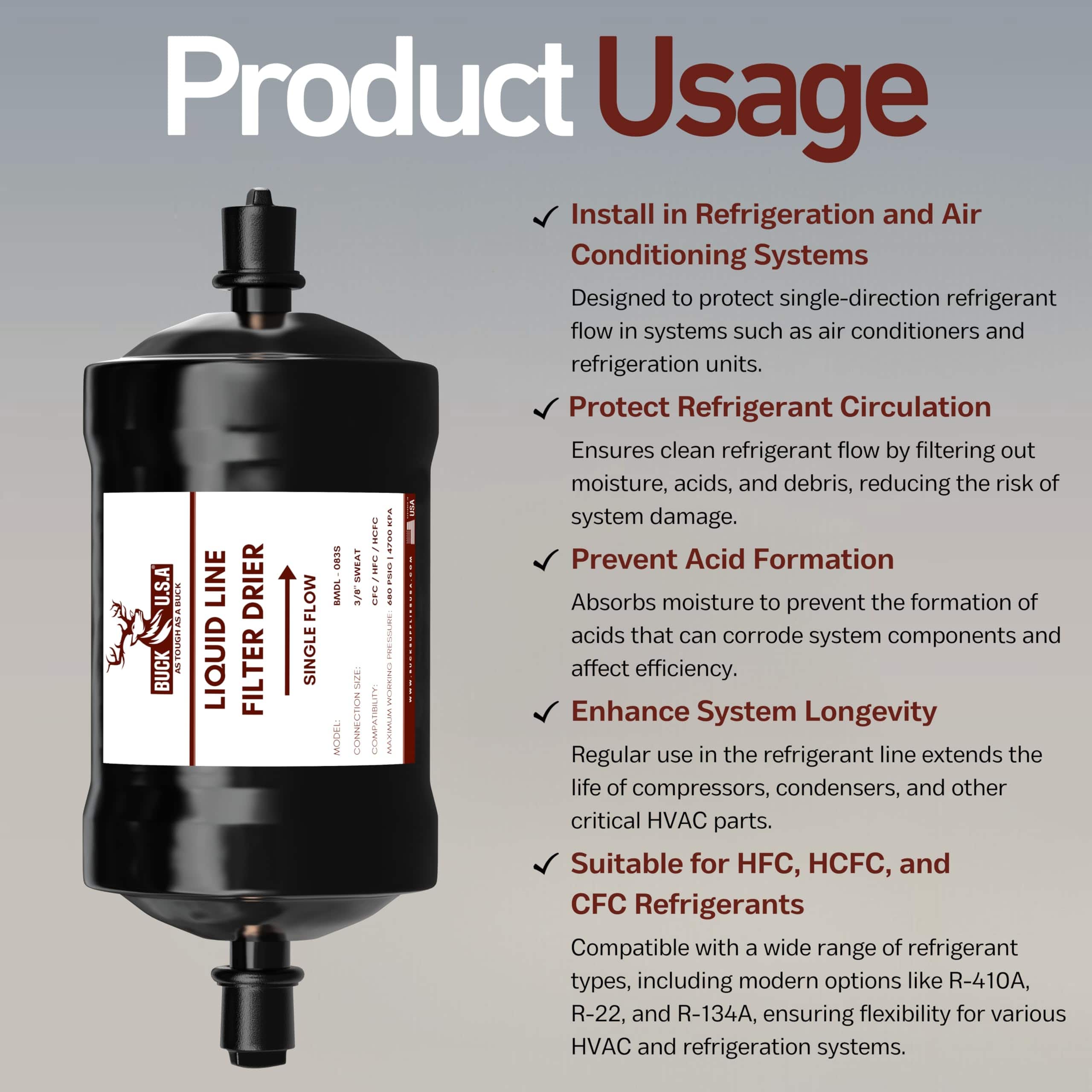 Filtro Secador de Línea de Líquido de Refrigerante de Flujo - Imagen 5