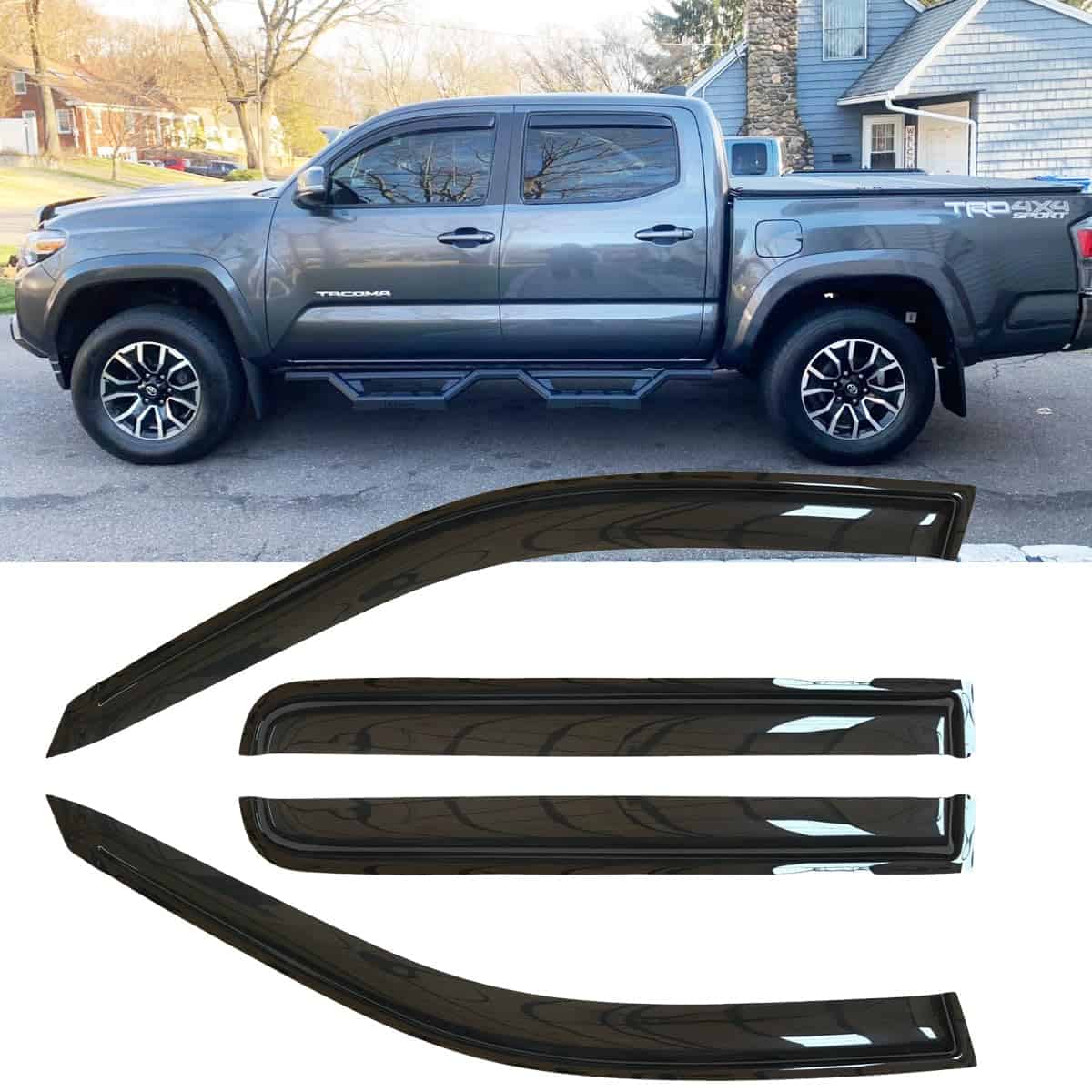 4pcs Deflectores de Viento para Ventanas -Humo Oscuro