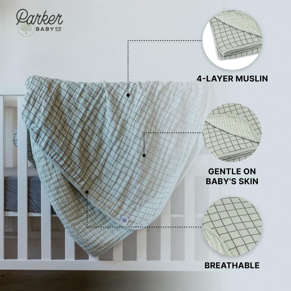 Manta de Muselina Parker Baby | Edredón de -Sage - Imagen 5