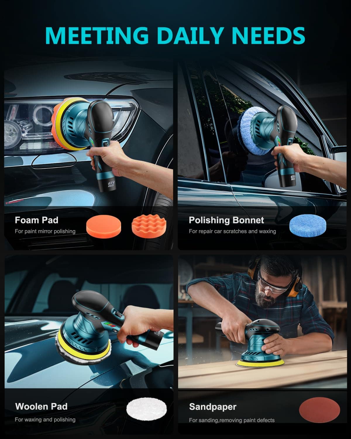 Kit Pulidor de Autos Inalámbrico - Pulidora de Doble Acción - Imagen 8