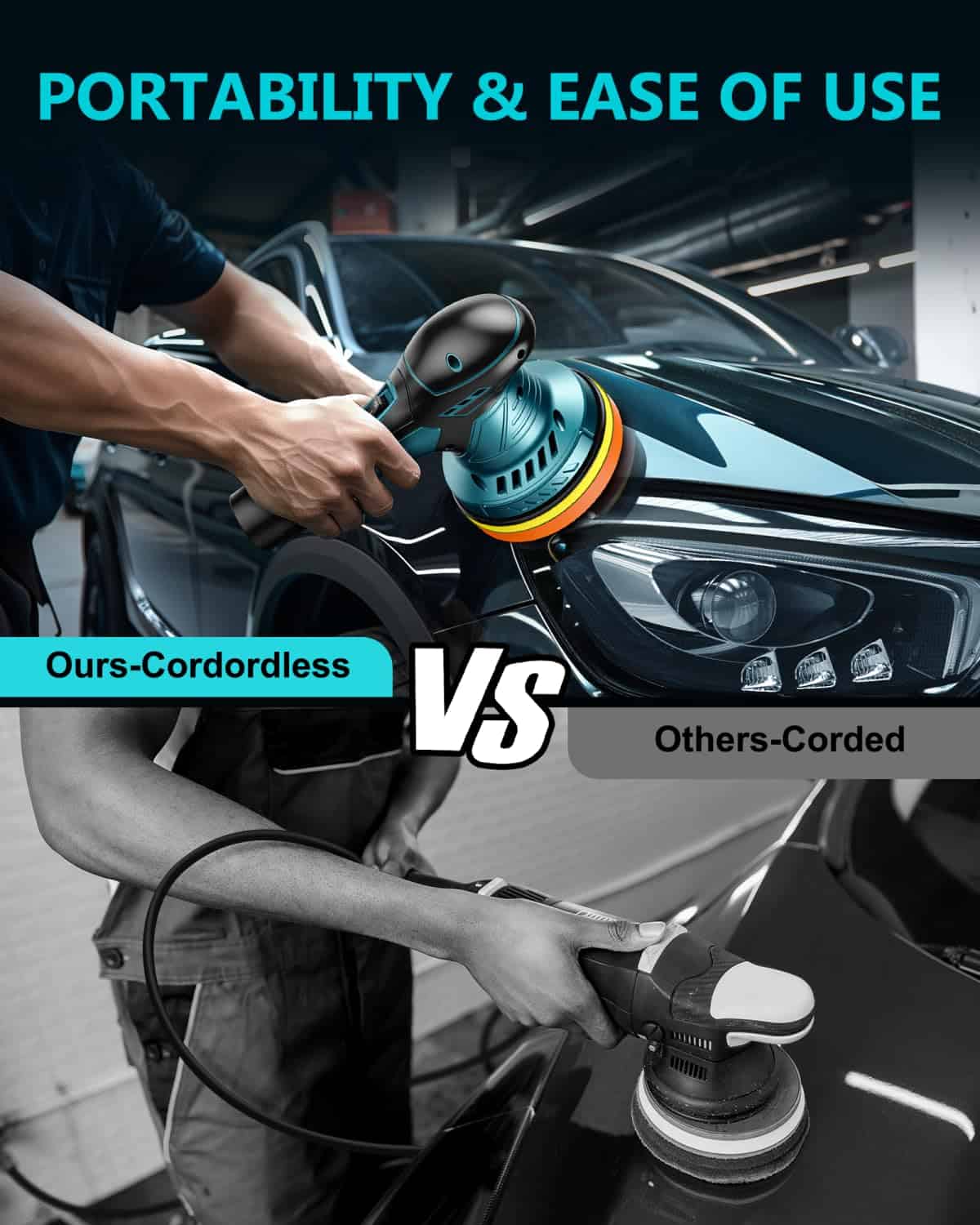 Kit Pulidor de Autos Inalámbrico - Pulidora de Doble Acción - Imagen 3