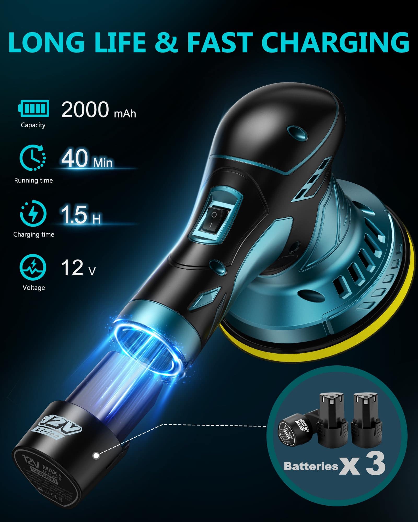 Kit Pulidor de Autos Inalámbrico - Pulidora de Doble Acción - Imagen 5