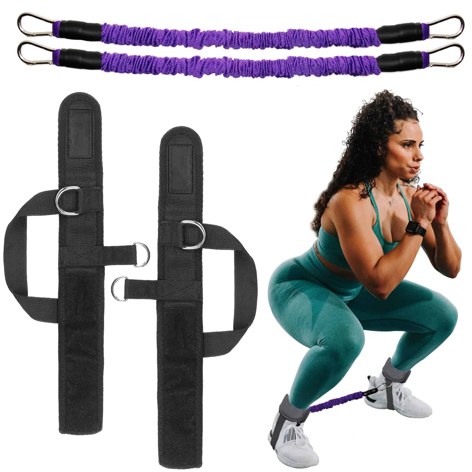 Bandas de Resistencia para Tobillos con Puños, -Morado 50LB