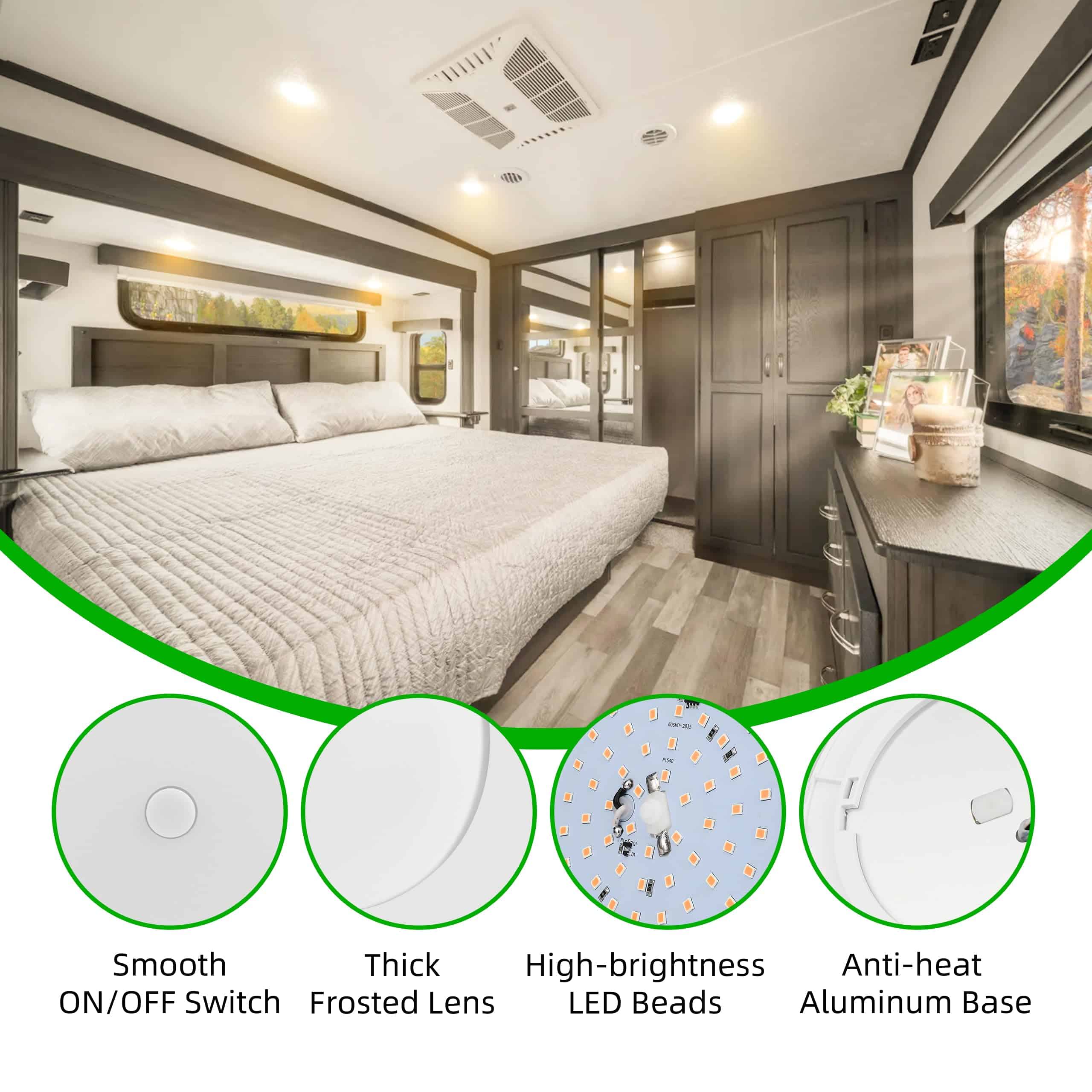 Luz Interior ULITECO para RV 12V, Luz de Techo RV de 5 - Imagen 3