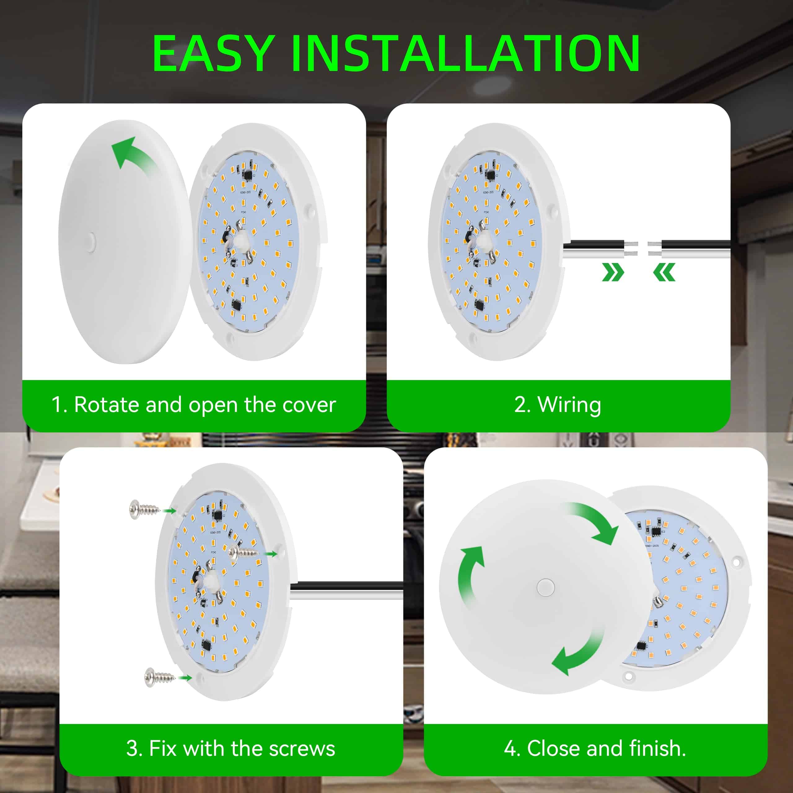 Luz Interior ULITECO para RV 12V, Luz de Techo RV de 5 - Imagen 7