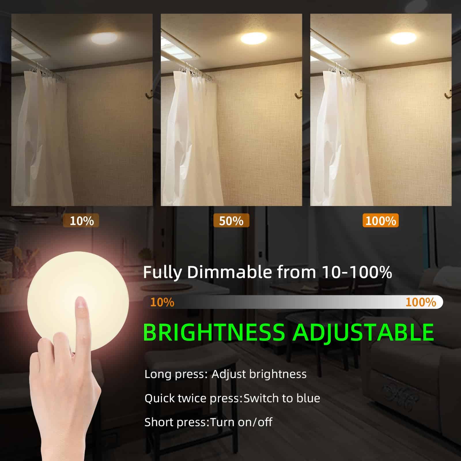 Luz de Techo para RV ULITECO 12V, 4.5 Pulgadas Luz Interior - Imagen 4