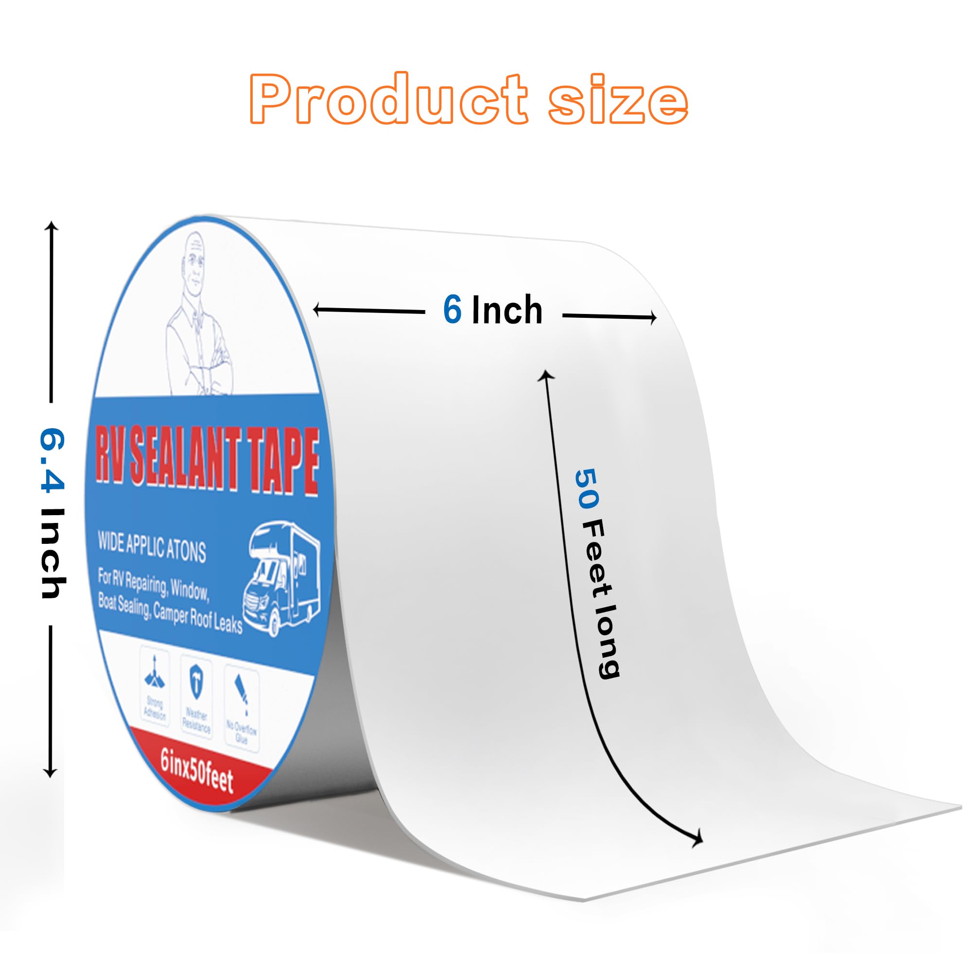 Cinta de Reparación de Techo para RV Blanca 6 Pulgadas x 50 - Imagen 8