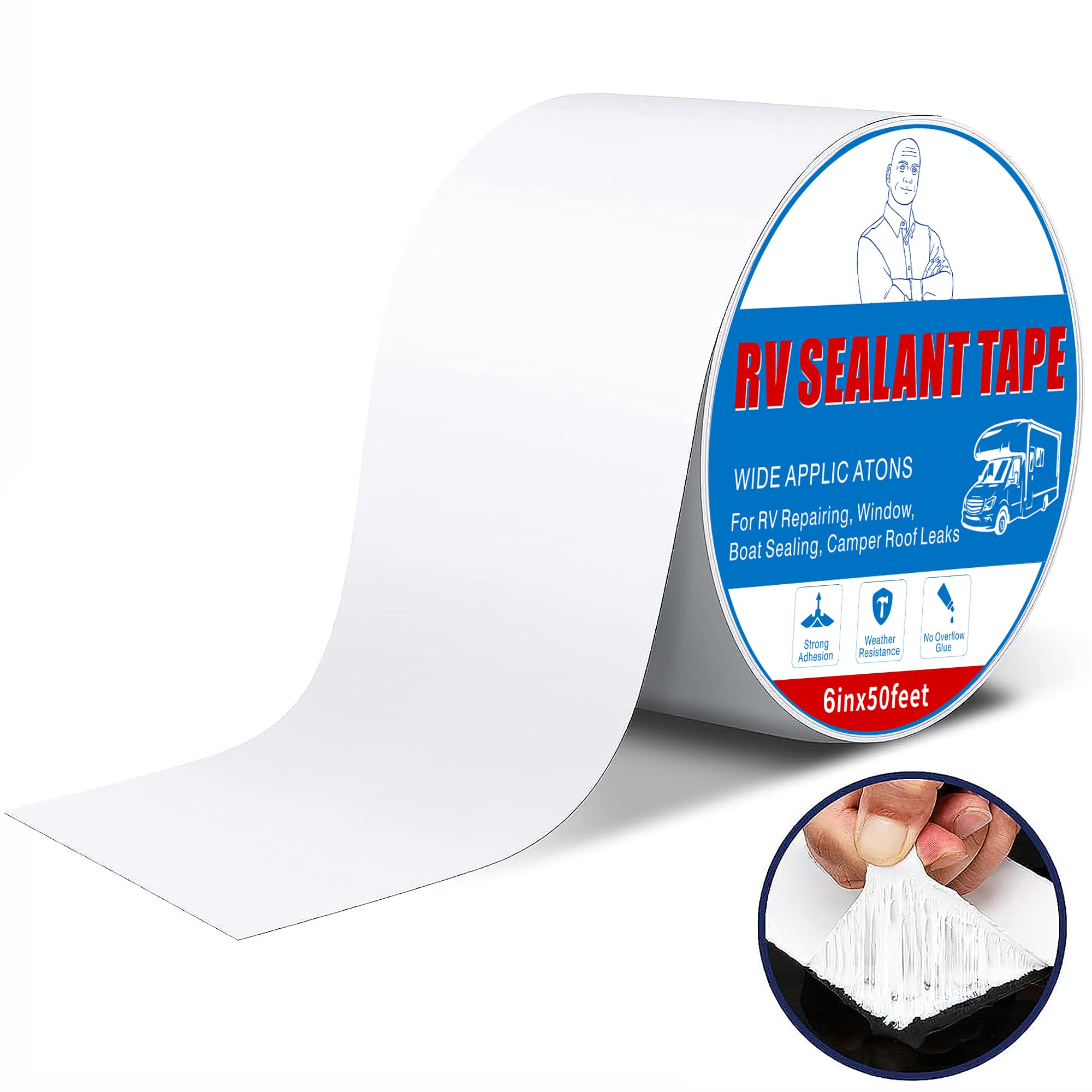 Cinta de Reparación de Techo para RV Blanca 6 Pulgadas x 50