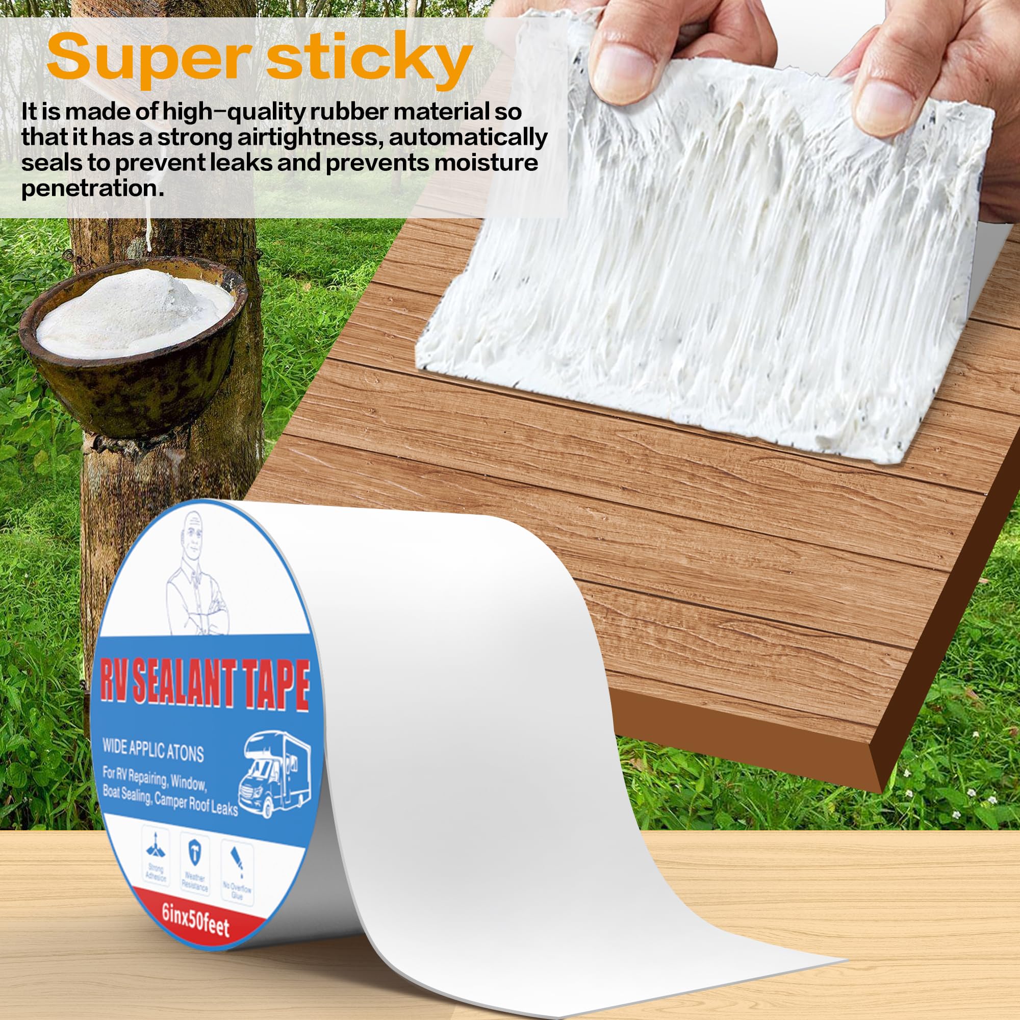 Cinta de Reparación de Techo para RV Blanca 6 Pulgadas x 50 - Imagen 4