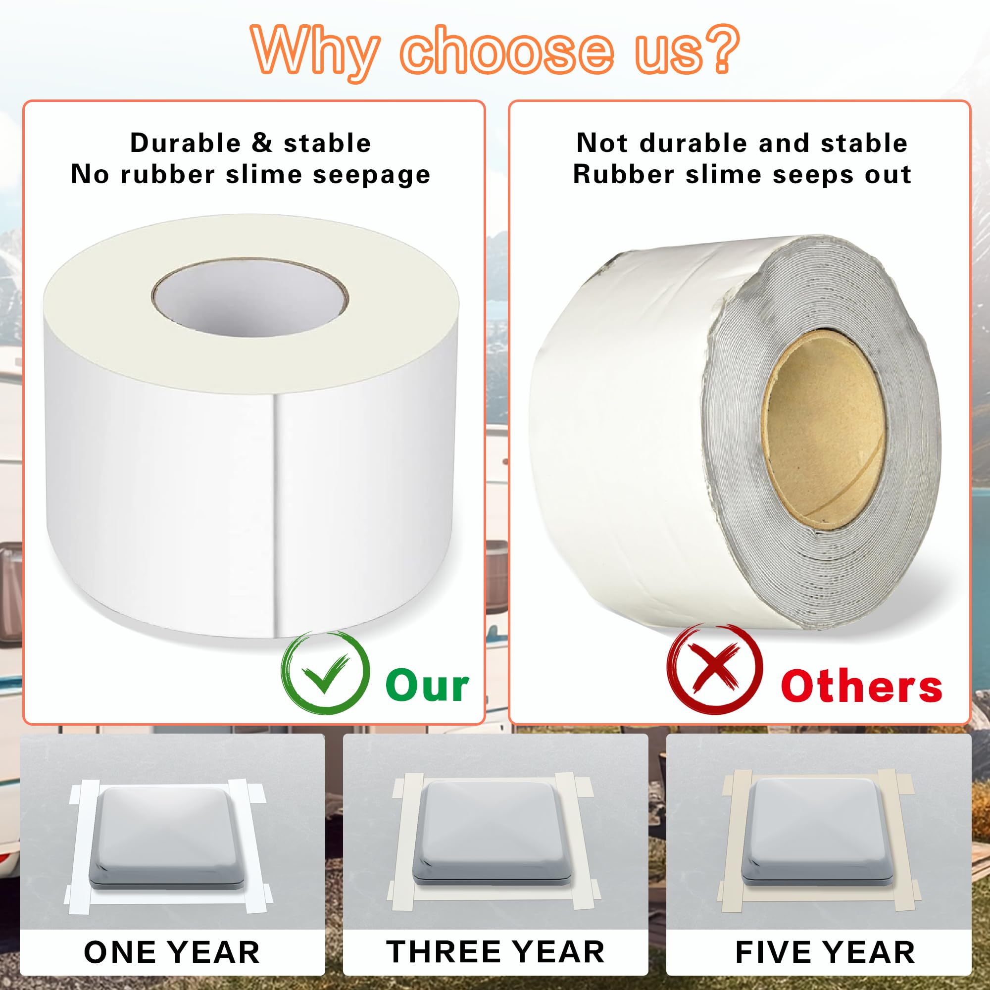 Cinta de Reparación de Techo para RV Blanca 6 Pulgadas x 50 - Imagen 5