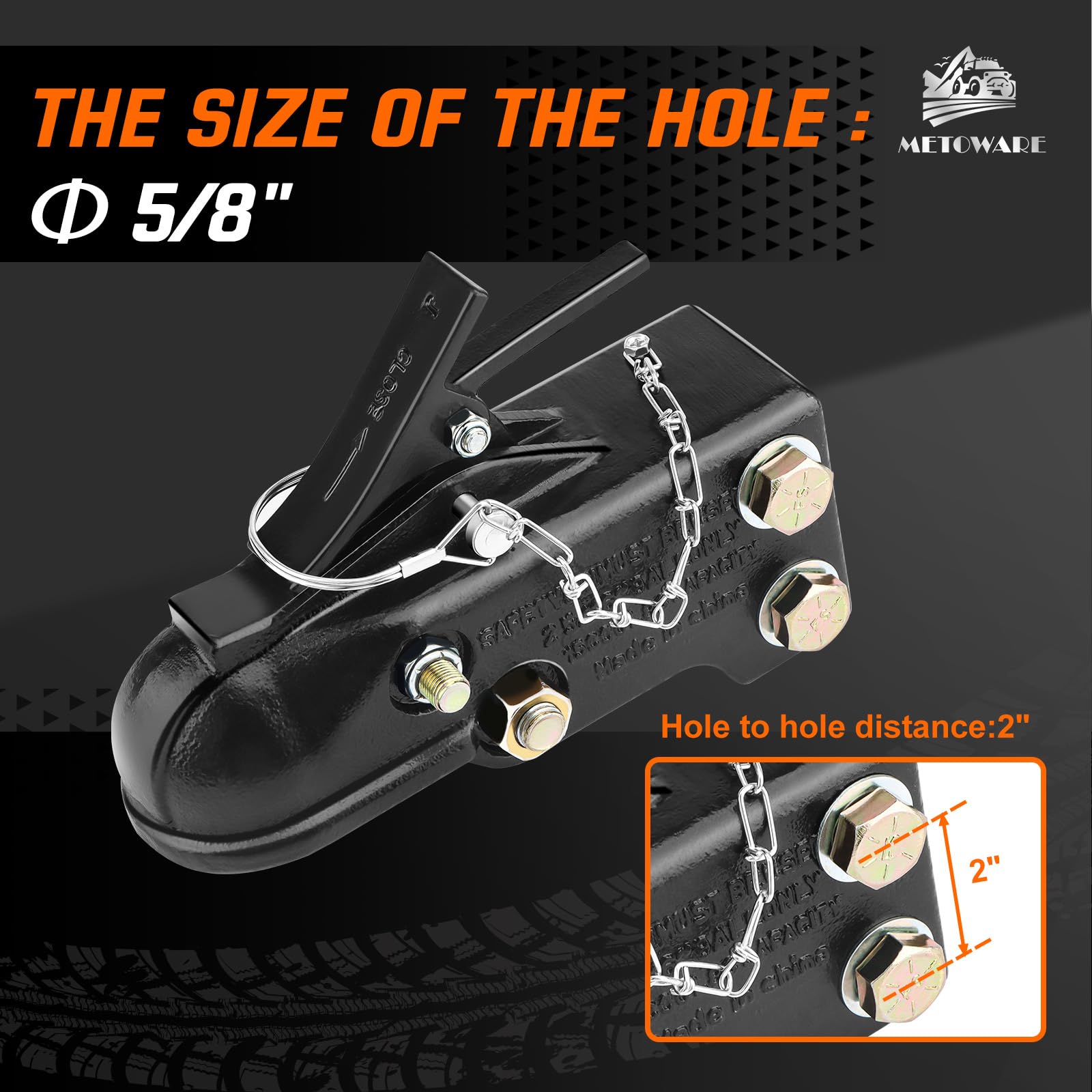 Enganche de remolque ajustable METOWARE de 2-5/16" de - Imagen 8
