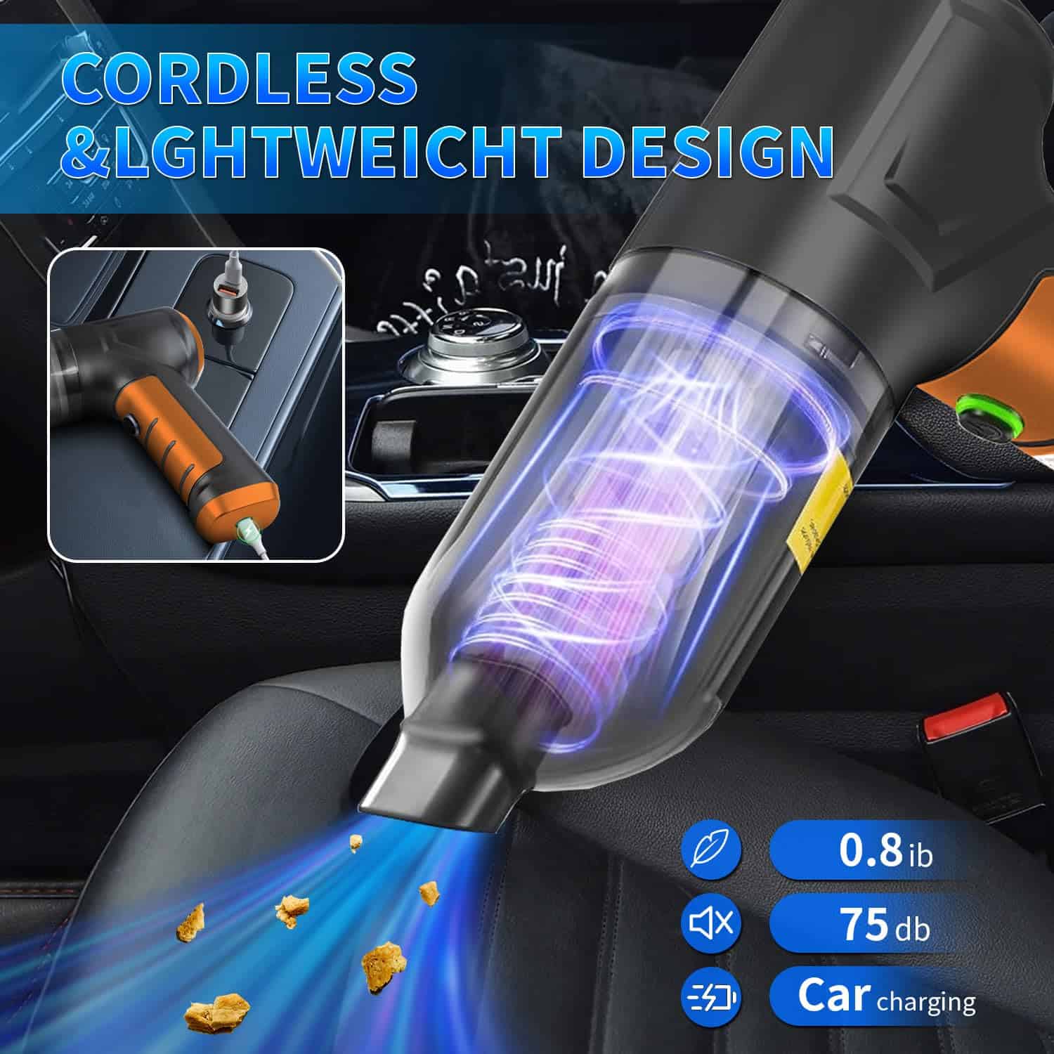 Aspiradora de Coche KEROMEE - 3 en 1 Portátil Inalámbrica - Imagen 3