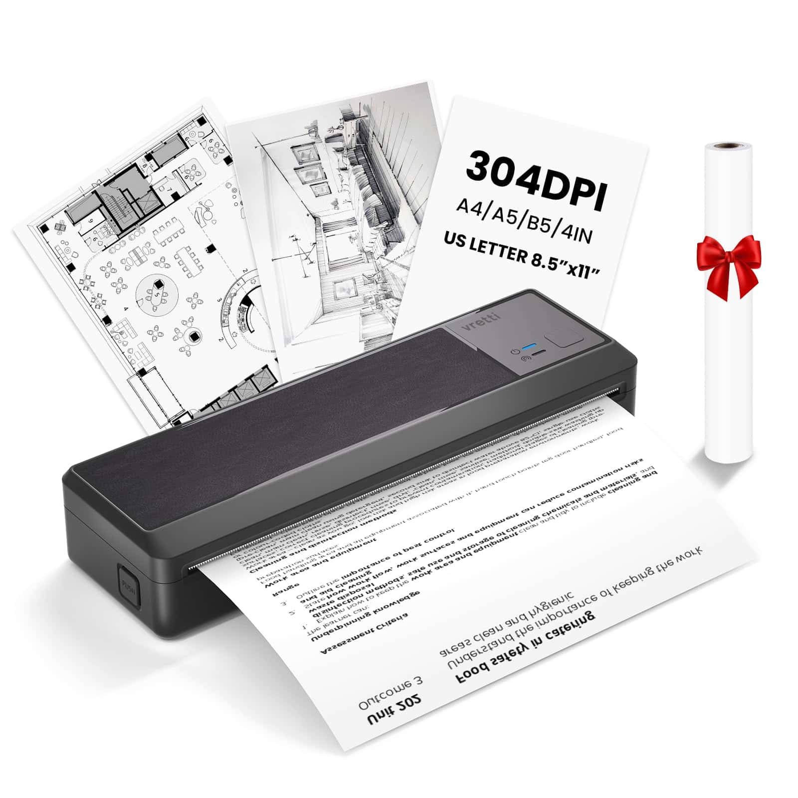 Impresoras portátiles inalámbricas vretti para viajes,