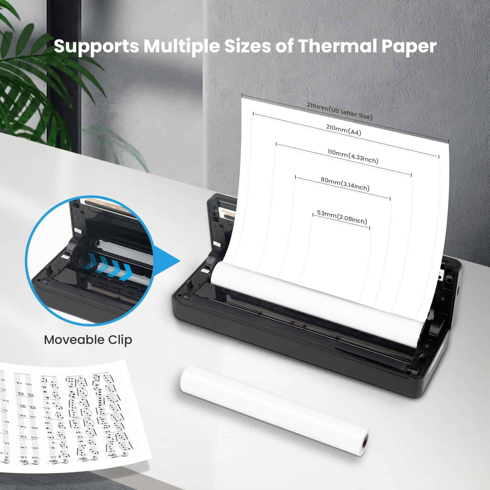 Impresoras portátiles inalámbricas vretti para viajes, - Imagen 5