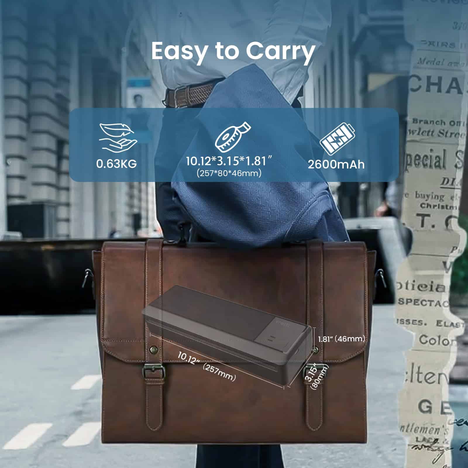 Impresoras portátiles inalámbricas vretti para viajes, - Imagen 7