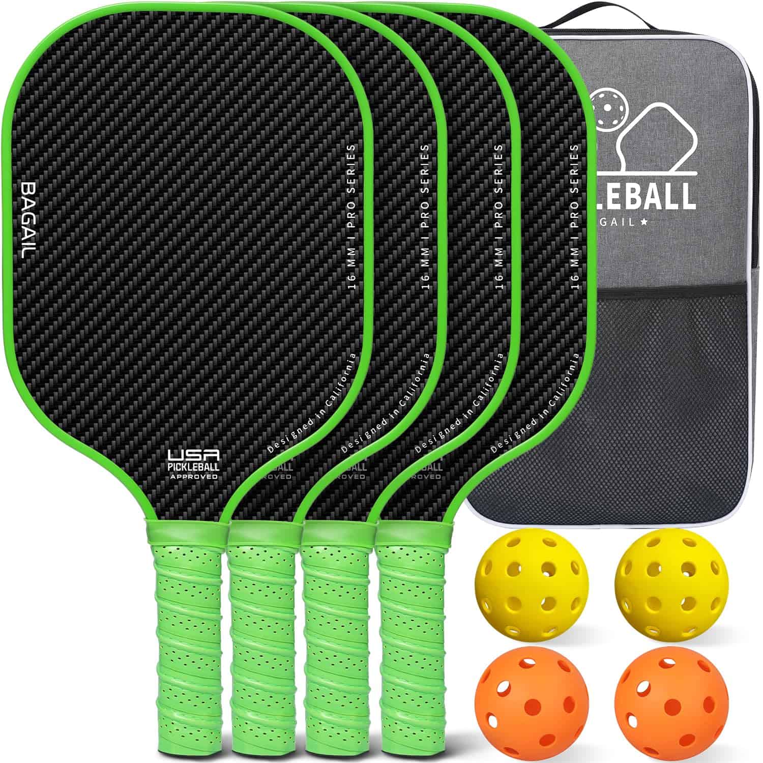 Juego de Paletas de Pickleball BAGAIL, Aprobadas por USAPA