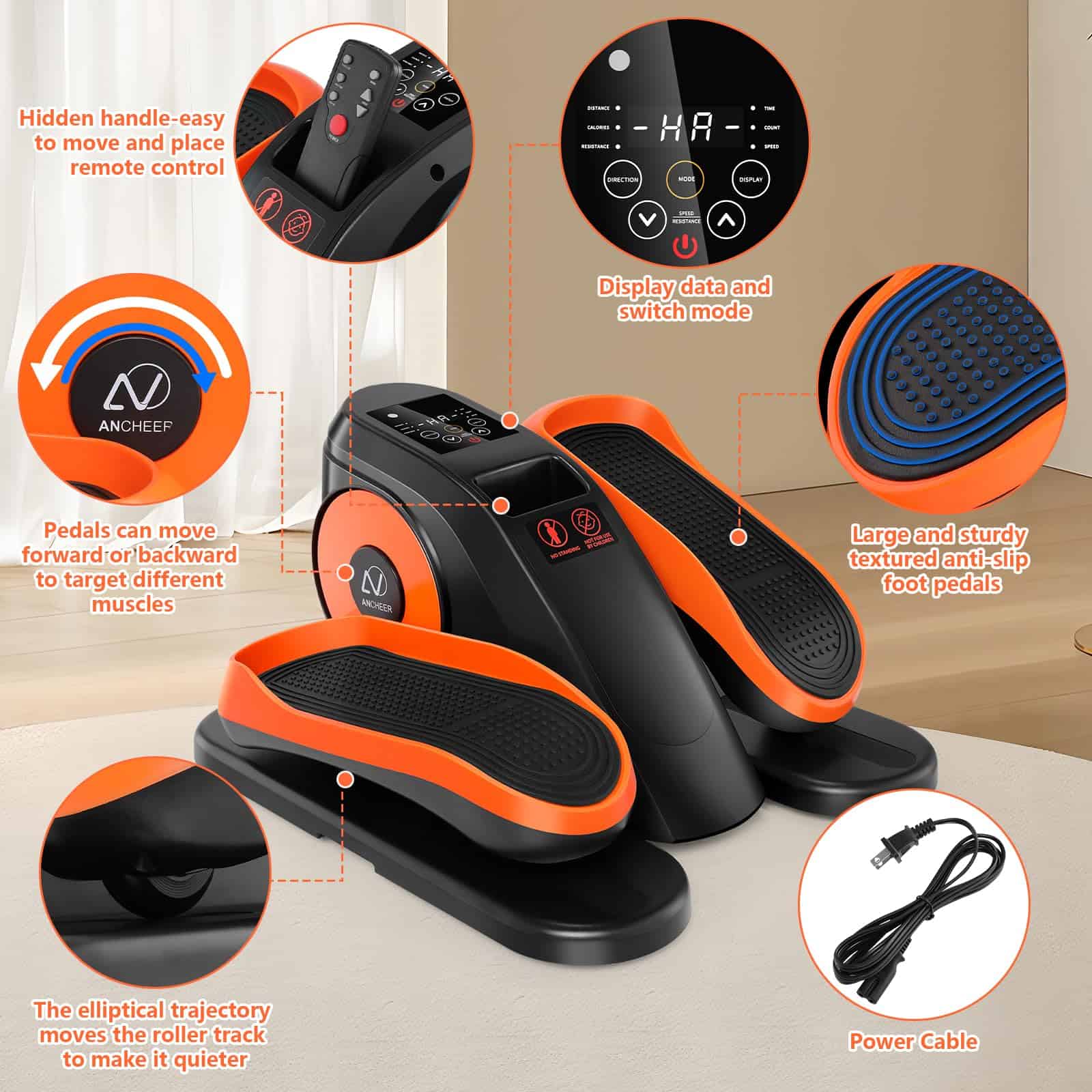 Elíptica bajo escritorio ANCHEER, Ejercitador de piernas - Imagen 8