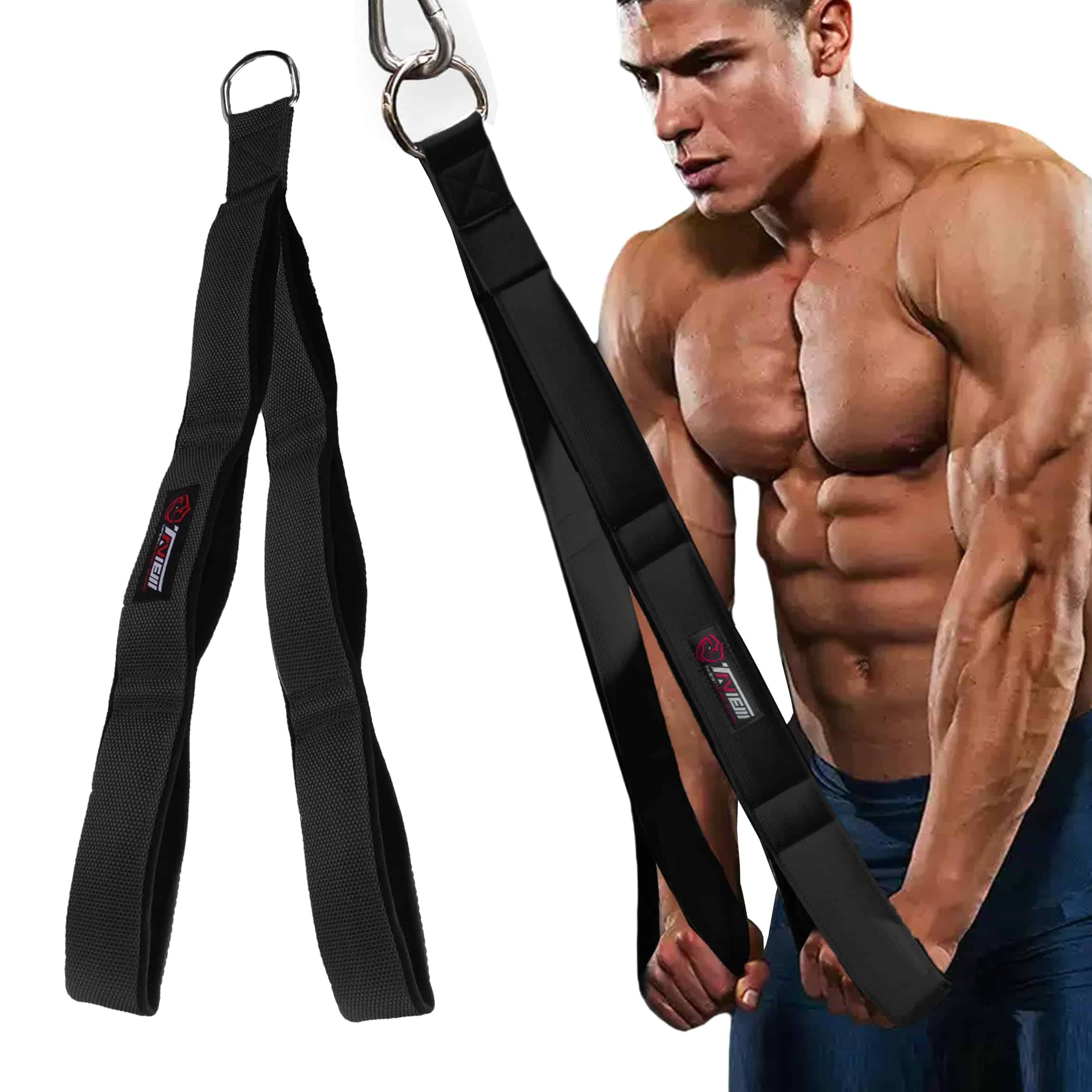 Cuerda de Tríceps Ajustable para Cable (Tres -Negro (Tres Lo